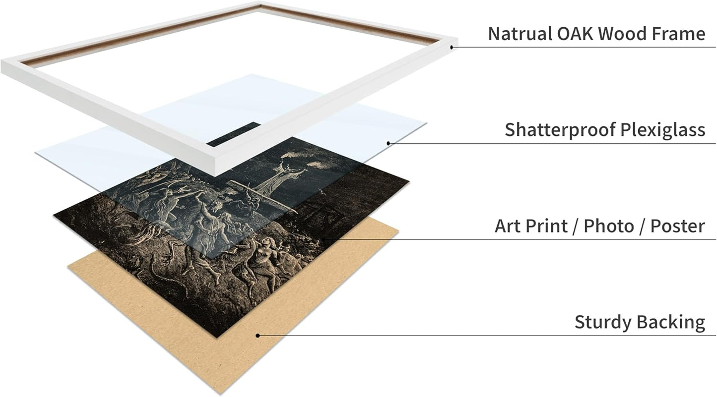 Poster Master Vintage Gustave Dore Poster - Retro Illustration Print - Gift for Gothic, Horror Fan - Dance of Sabbath, Witch, Magic, Spell - Wall Decor for Bedroom, Dorm, 16x20 White Framed