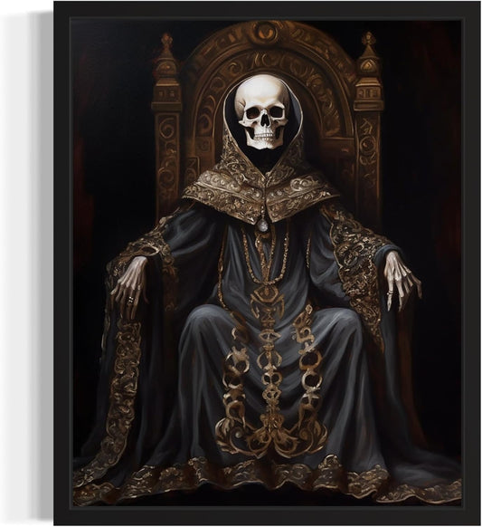 Skull King Poster Art Print, Halloween Scary Vintage Wall Art Academia Spooky Painting Decoration for Horror Prints, Gothic Posters Bedroom Decor 89 (Skull King 1, 16 x 20 inches, Unframed)