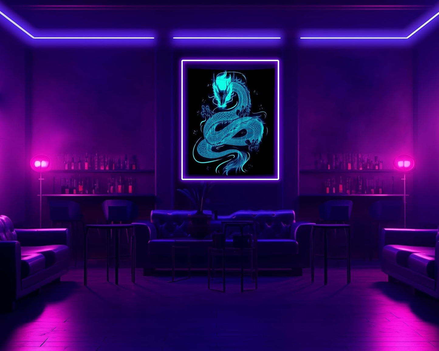 QGHOT Blacklight Dragon Tapestry Wall Hanging Cool Japanese Black Light Glow in the Dark Dragon Backdrop Uv Viking Tapestry for Boys Bedroom Mens Room Wall Deocr 59.1"x51.2"