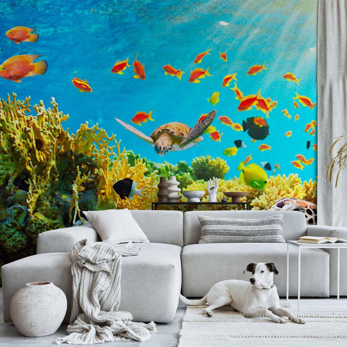 artgeist Wall Mural Underwater World 216x98 in - XXL Non-Woven Corner Wallpaper Fleece Angle Wall Decor Photo Print Picture Image Design Modern Ocean Fish Aquarium b-A-0002-a-b