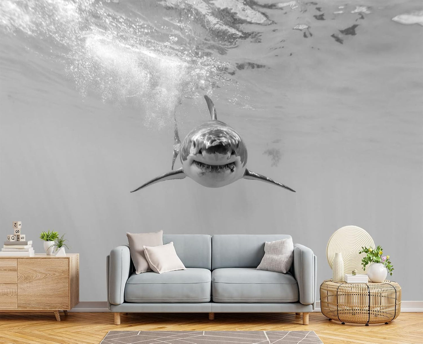 Shark Wall Mural Wallpaper for Bedroom 178" x 117"