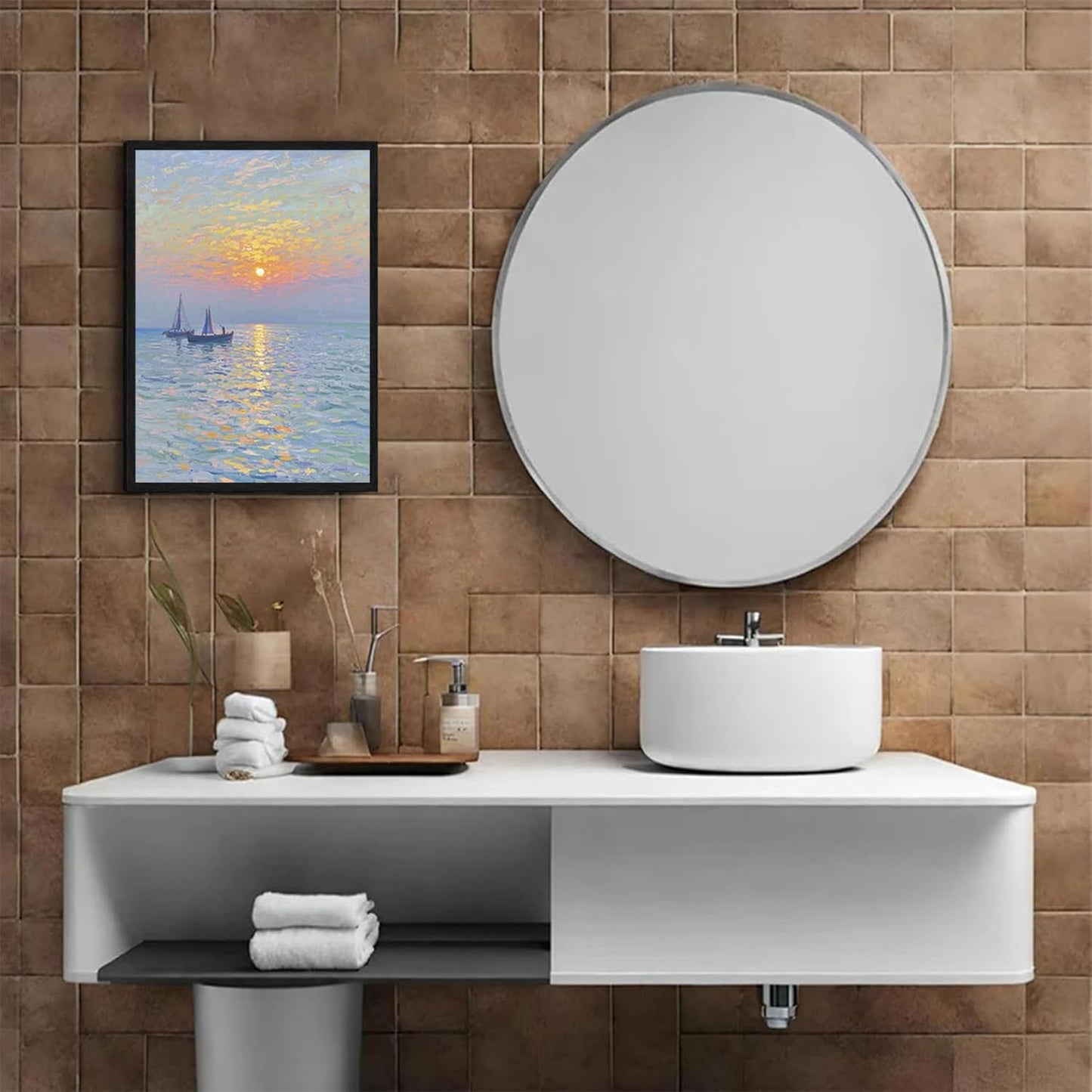 Coastal sailboat scenery poster art decor ocean nautical room decor beautiful sailboat seascape decor suitable for beach villa