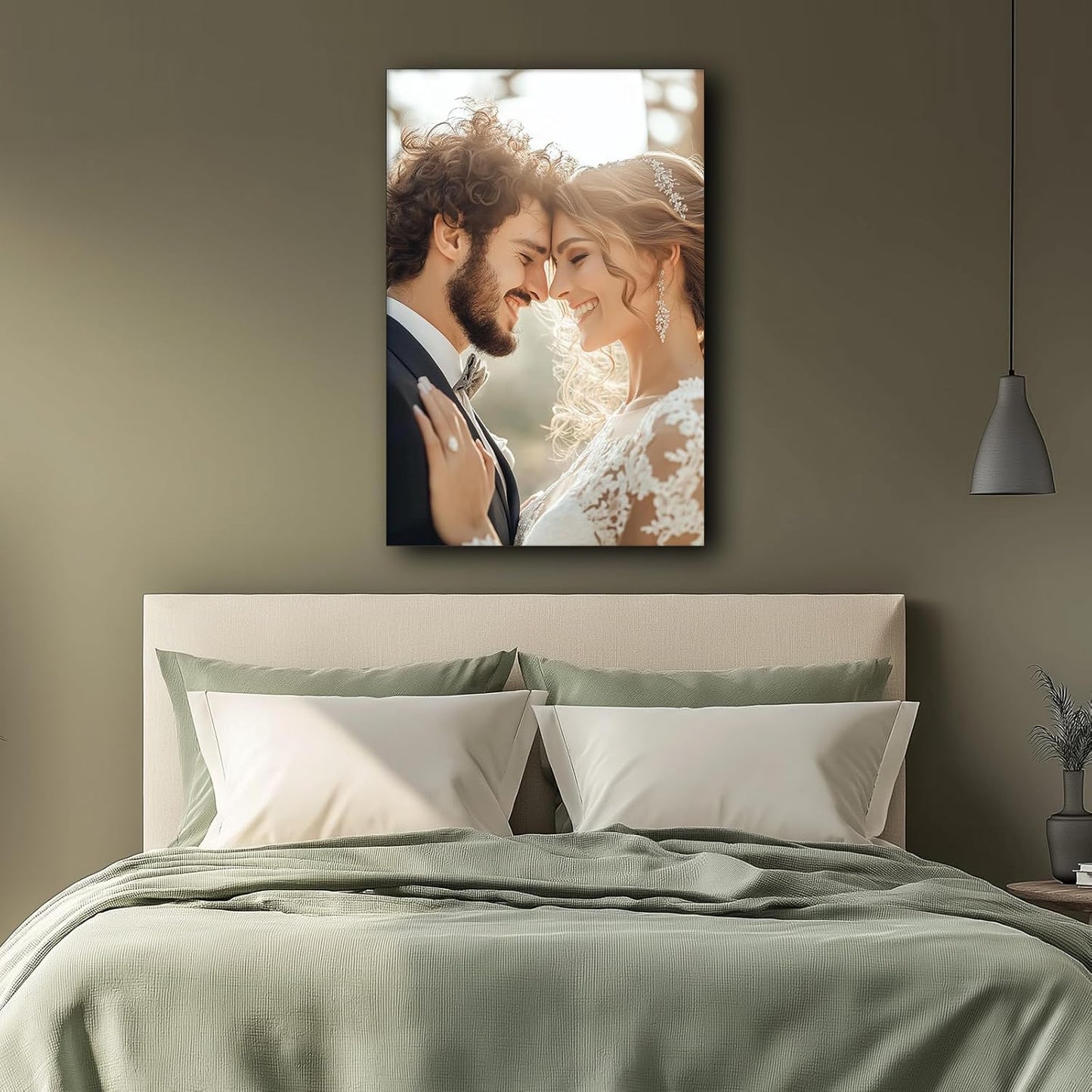 Framed Custom Canvas Wall Custom Pictures to Canvas Framed Photo Prints Wall Art Picture Canvas Customized Personalized Pictures for Couples Pet Family Kids 24x16in