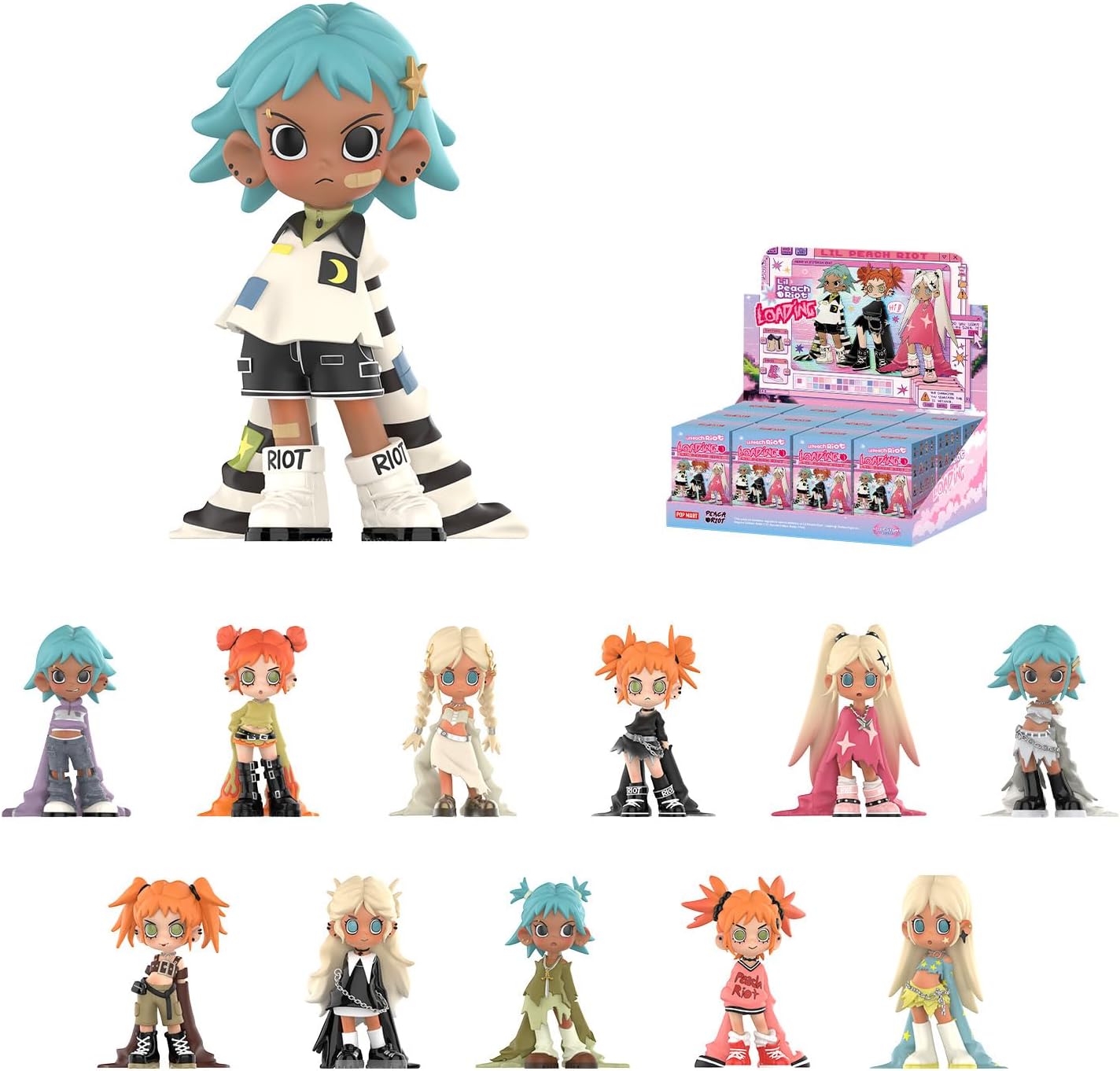 POP MART Lil Peach Riot Loading Series Figures, 12PCs Blind Box Figures, Random Design Action Figures Collectible Toys Home Decorations, Holiday Birthday Gifts, Whole Set