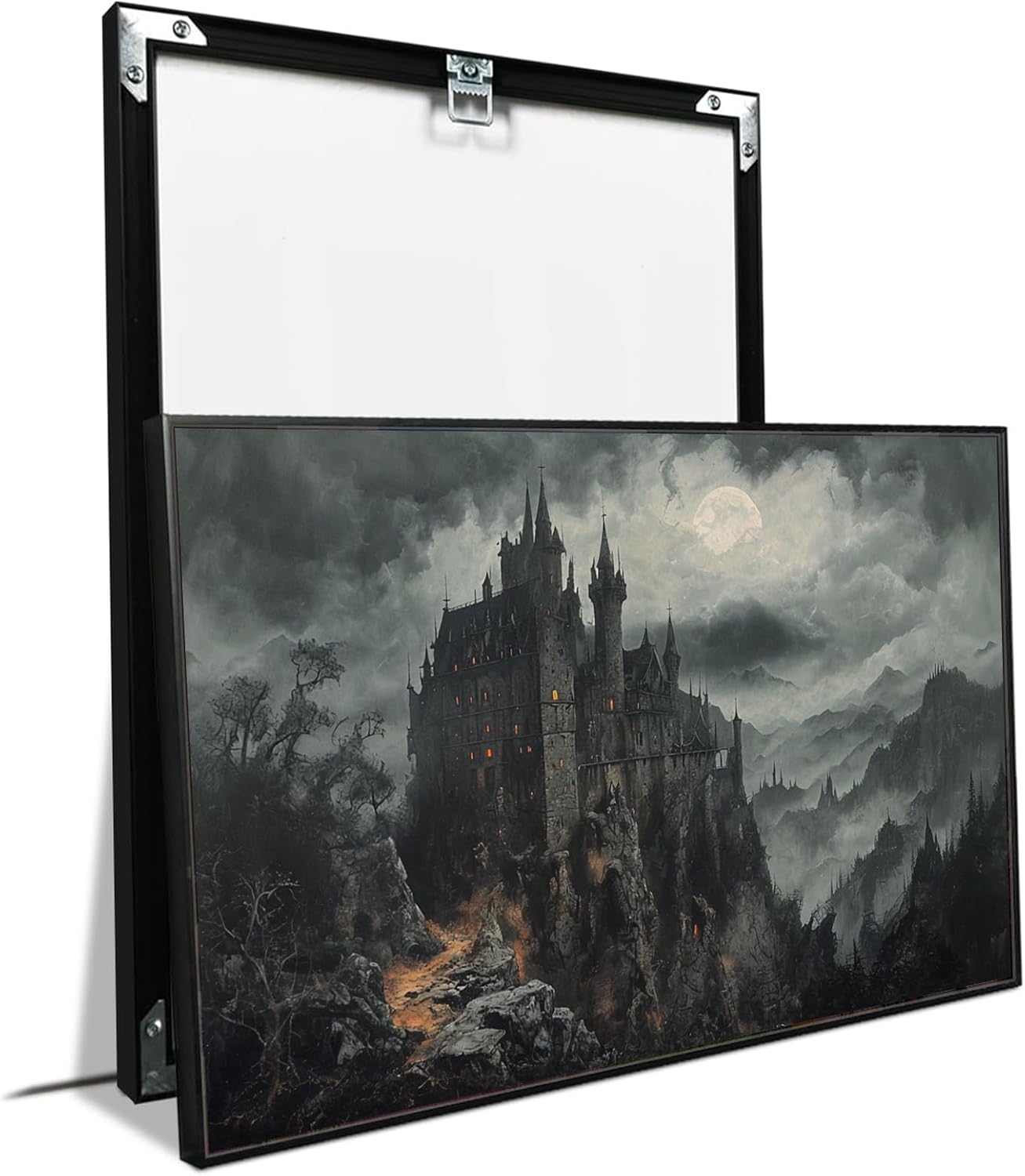 JFHCQJPK Vintage Castle Poster Dark Academy Victorian Gothic Castle Wall Art Poster Moody Mystical Art Print Suitable for Home Living Room Bedroom12x16in Metal blackFramed