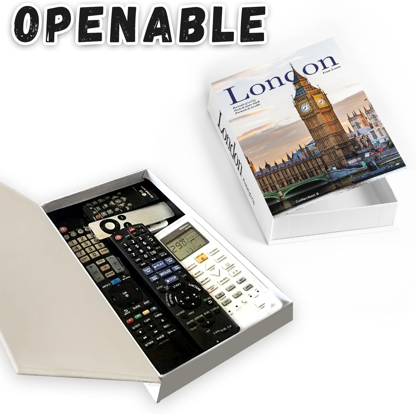 Decorative Storage Book Box – Hidden Storage for Remote Controls, Keys, and Small Items – Elegant Home Decor for Living Room, Bedroom, Coffee Table – Modern Style Faux Book Organizer (London)