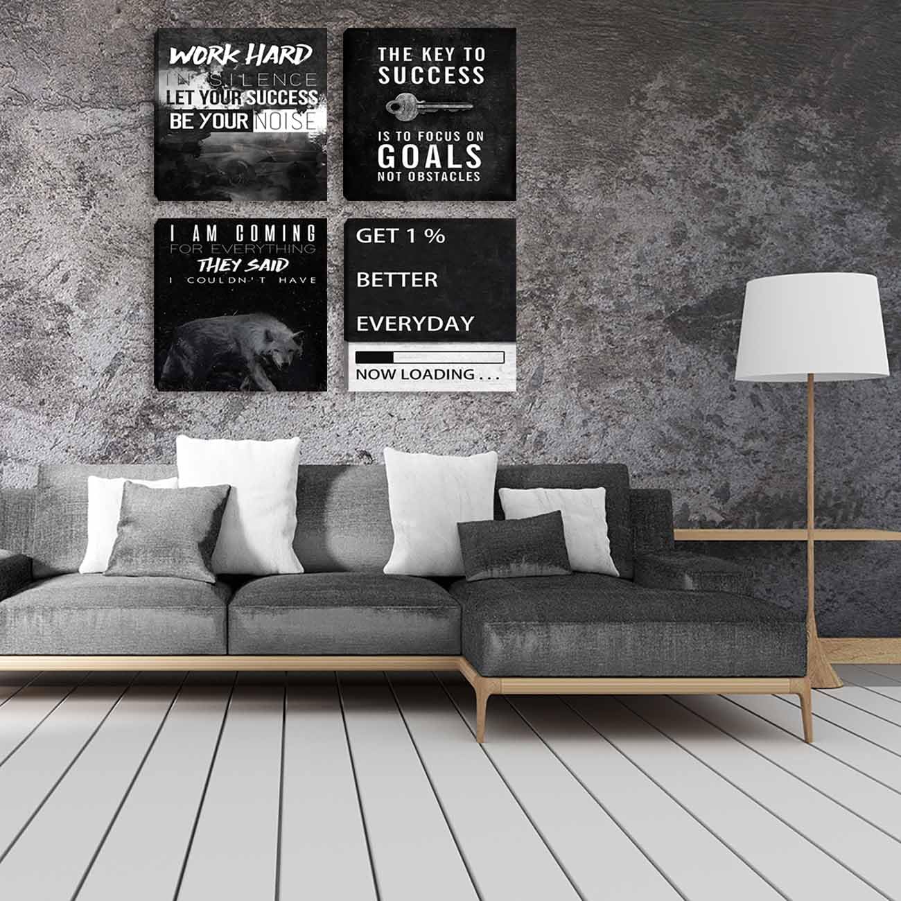 Motivational Wall Decor Art Inspirational Success Canvas Poster Artwork Positive Quote Painting Office Wall Decor Art for Women Men Company Bedroom Living Room Home Decoration Framed 12”X12”X4