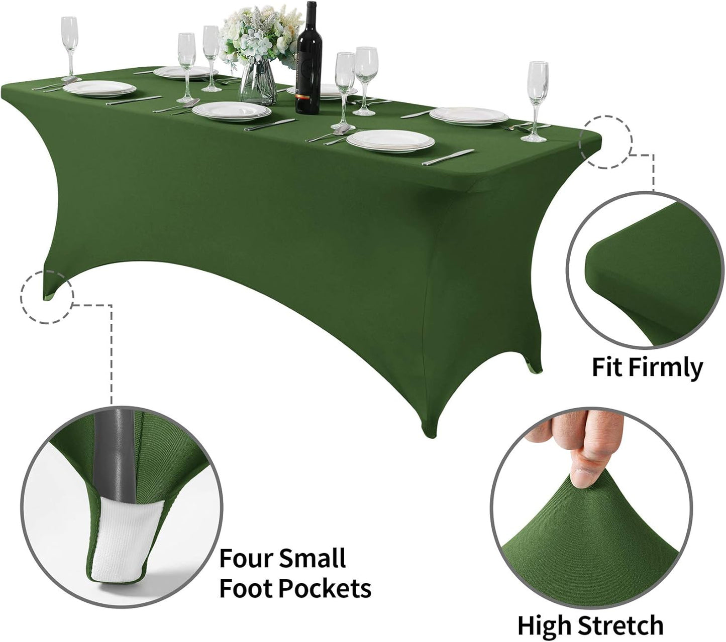 2Pack Spandex Table Cover for 6Ft or 4fT or 8ft Table Universal Fitted Stretch Tablecloth for Party, Banquet, Wedding and Events-Willow