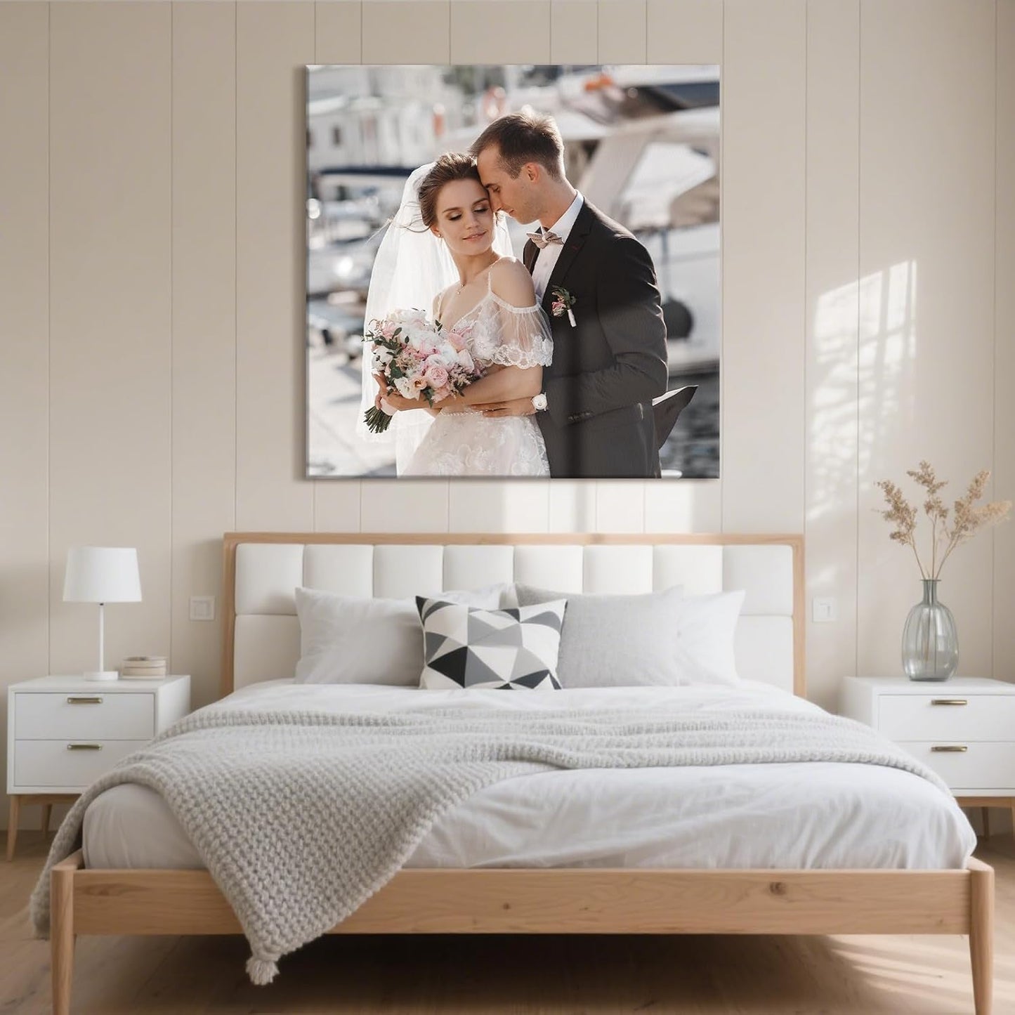 Personalized Custom Canvas Prints with Your Photos & Text, Customized Picture Print, Transform Own Images Into Framed Wall Art Digitally Printed Photo to Canvas, Keepsakes Gifts for Family 28x28’’