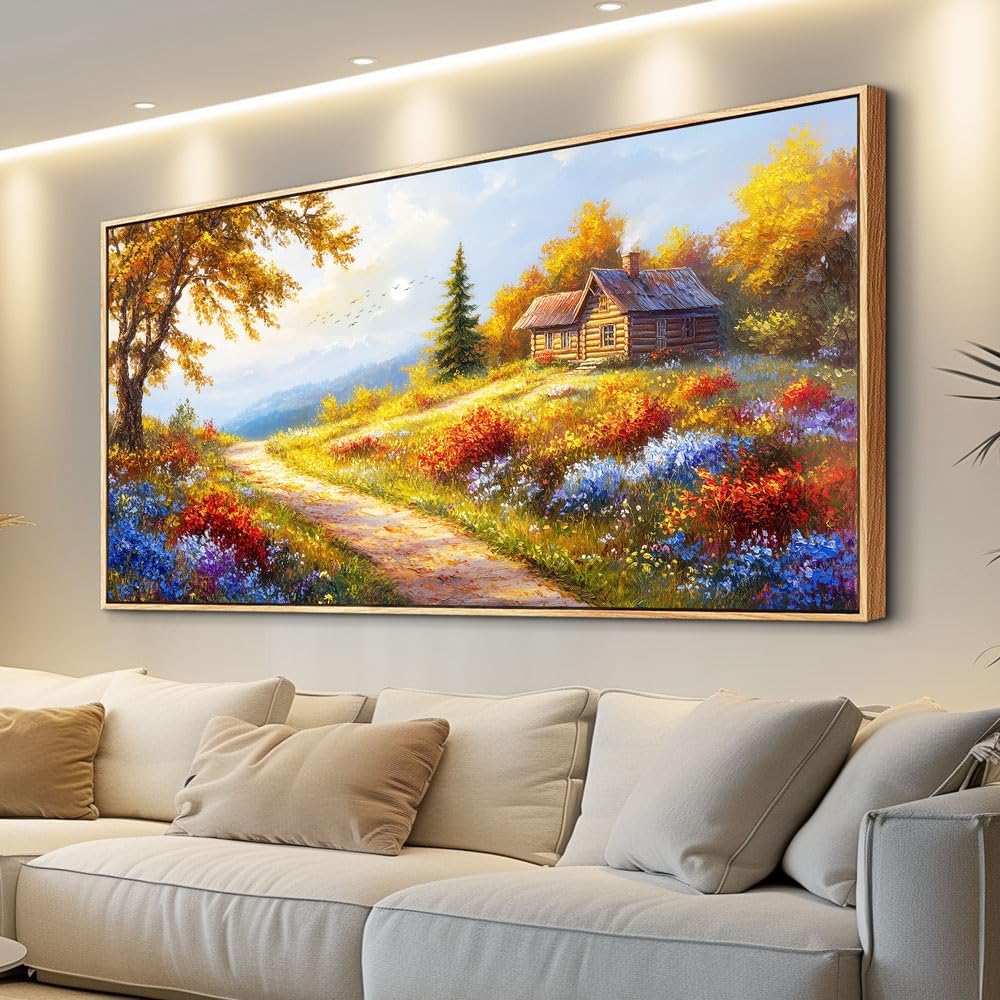 KELIYUAN Large Wall Art For Living Room Framed Canvas Wall Decor For Office Decorations For Bedroom Landscape Painting Pictures Prints Artworks Restaurant Kitchen Mural Modern Home Decor 20"X40"