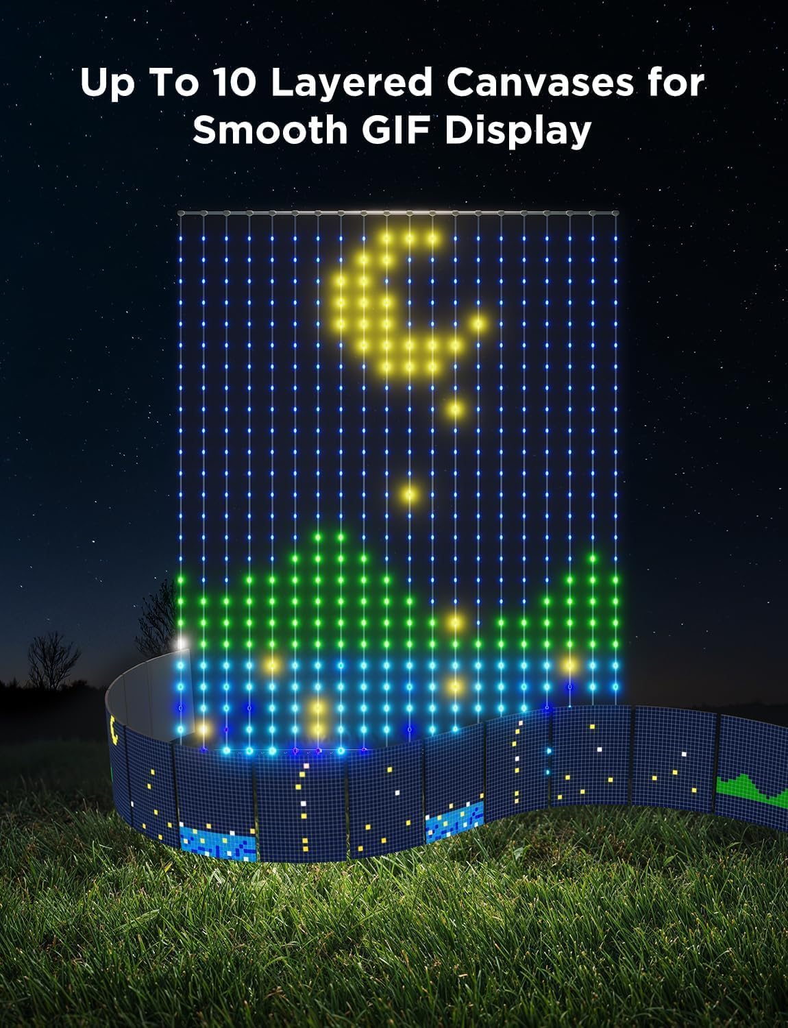 Govee Curtain Lights 2, 520 LEDs, Smart LED Curtain Light with DIY GIF AIGC, Non-Splicable, RGBIC Color Changing Holiday Lights for Indoor Outdoor Bedroom Window Decor, IP65 Waterproof, 4.9×6.6ft