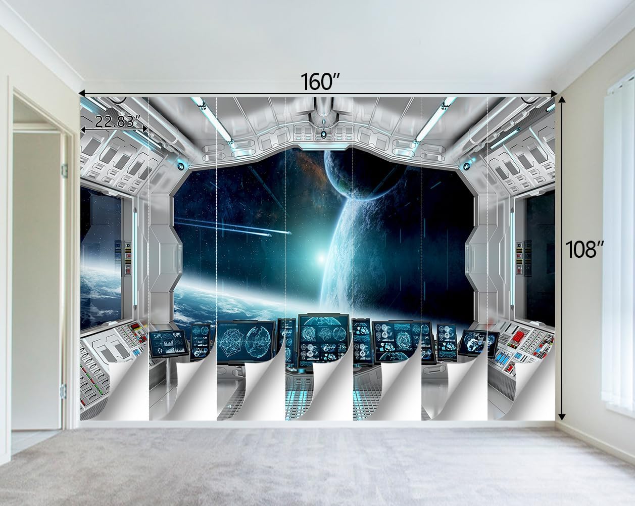 Galaxy Spaceship Bathroom wallpeper Living Room Bedroom Ceiling Wall Mural - 160"x108" (Not Peel and Stick)