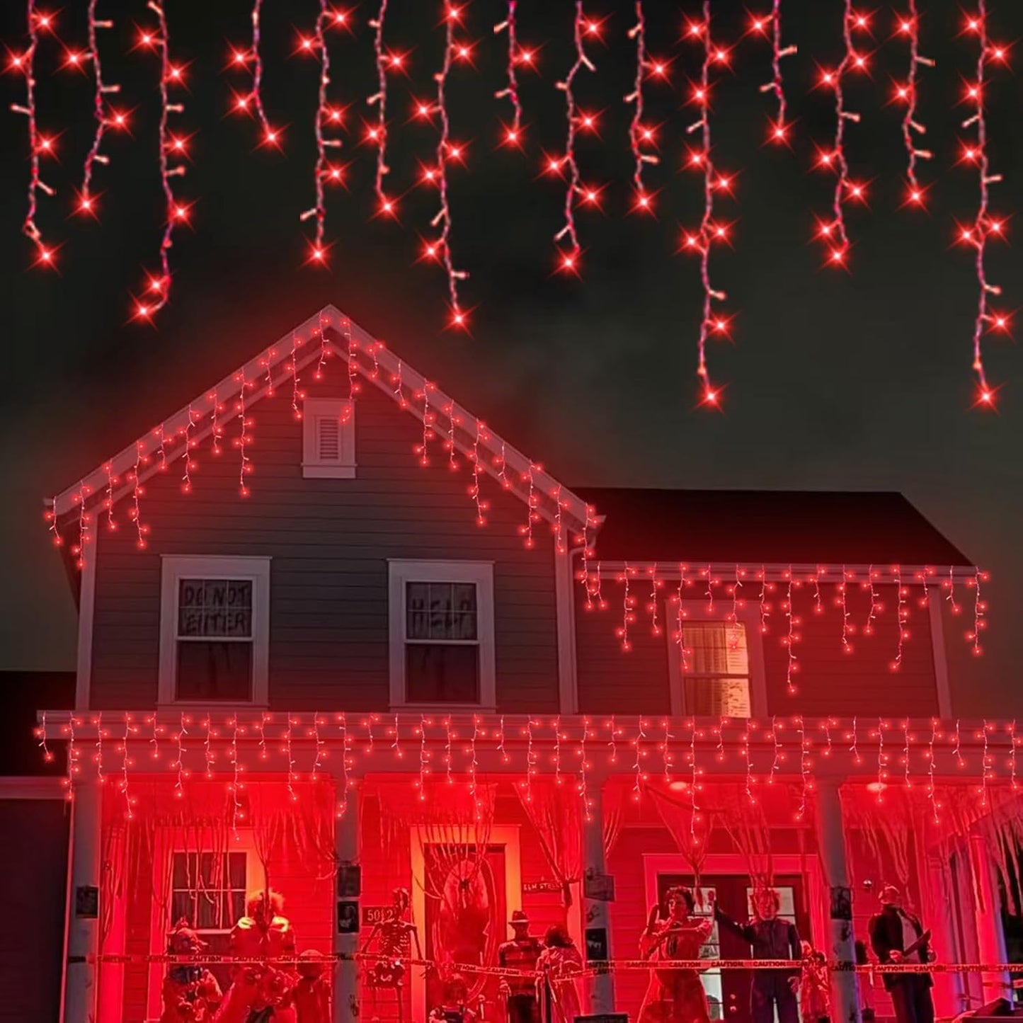 YEGUO 33ft 400 LED Red Icicle Lights for Outside, 80 Drops Icicle Christmas Lights with 8 Modes, Connectable Icicle String Lights with Memory Timer