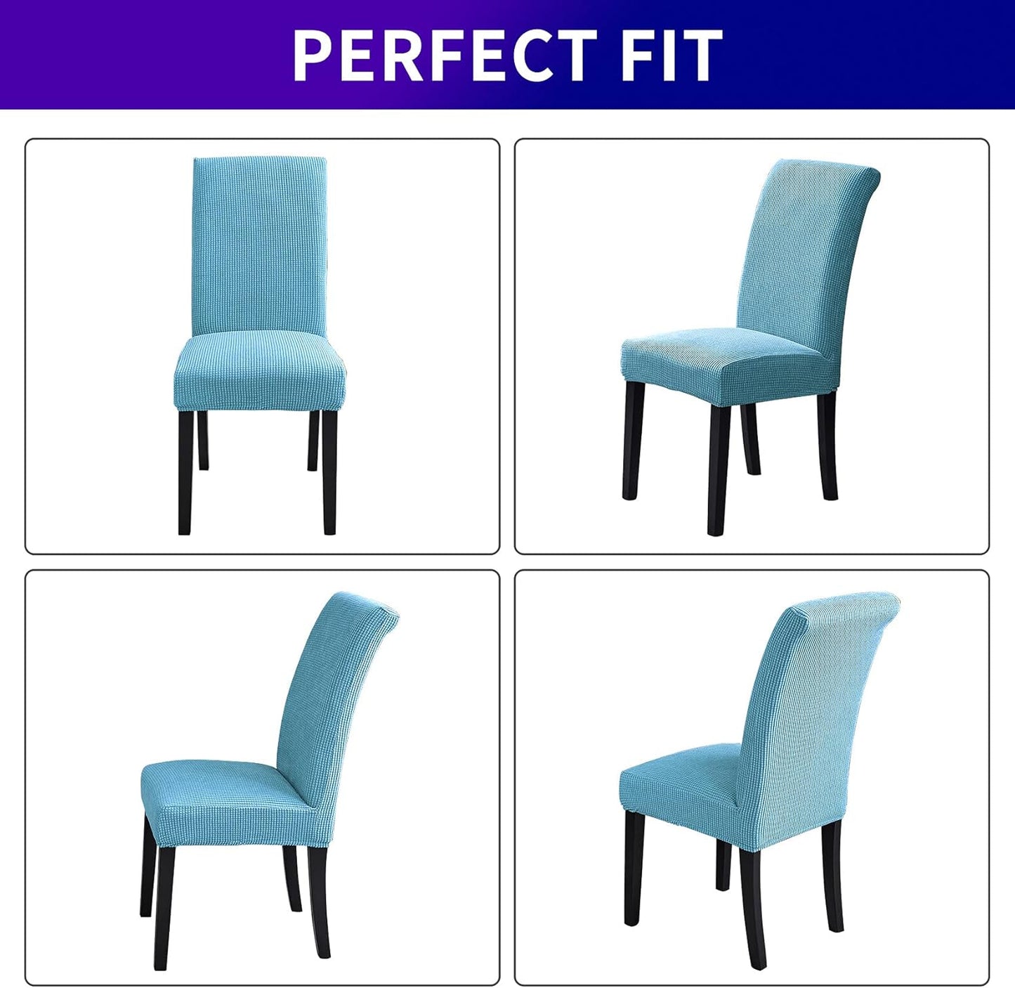 Howhic Stretch Chair Covers for Dining Room Set of 2, Removable Washable Dining Room Chair Covers, Dining Chair Slipcovers Seat Protector, Great Decoration for Home and Banquet (Dusty Blue, 2 Pack)