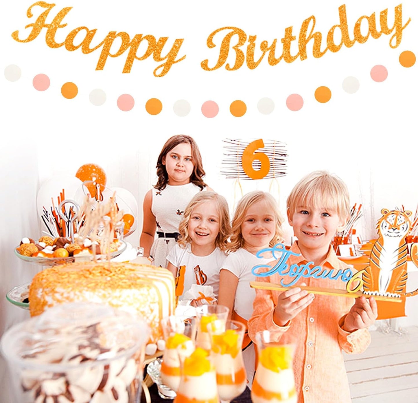 Orange Hippie Birthday Party-Decorations Paper-Flowers - 14pcs Happy Banner Fall Honeycomb Tissue Pom Poms,Boho Streamers Garland Fans,Sweet Peach Groovy Sunset Groovy Hanging Supplies Decor Hugfond