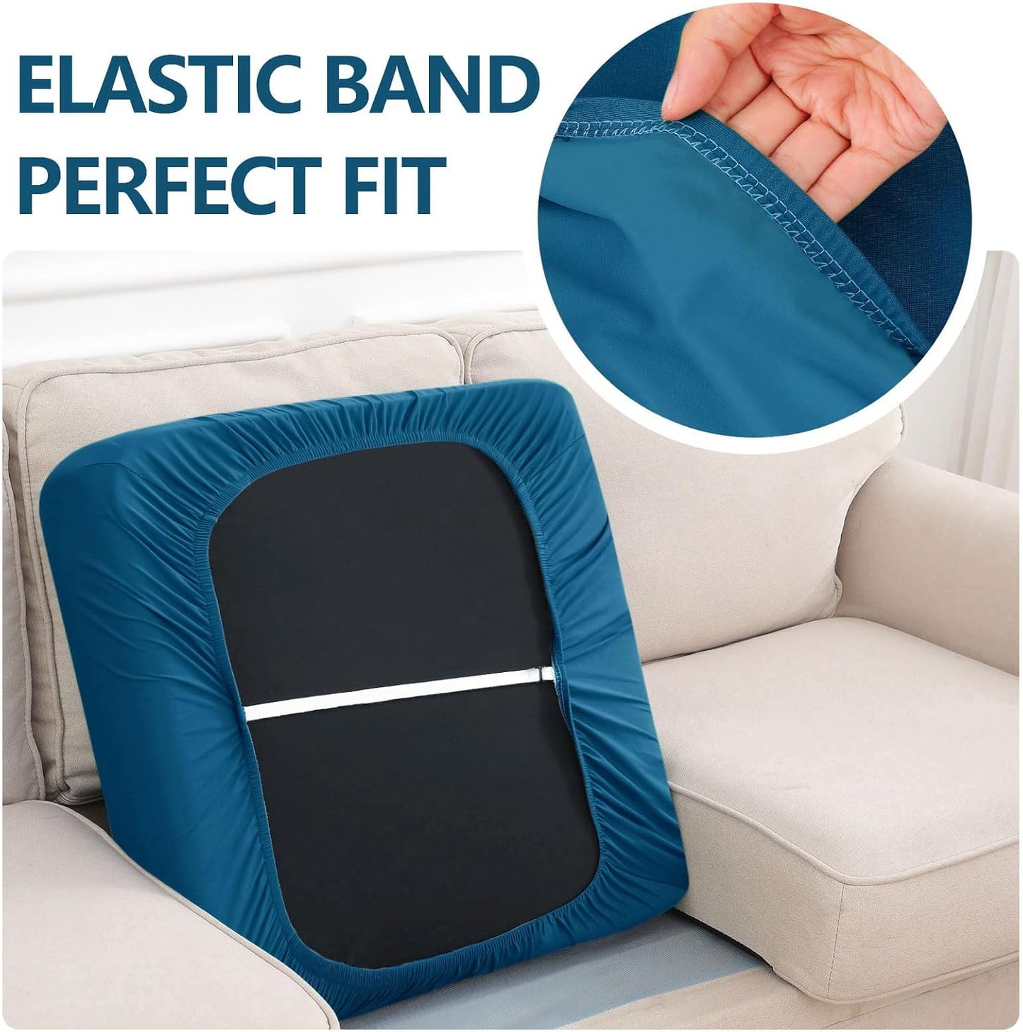 hyha Waterproof Couch Cushion Covers, Stretch Sofa Couch Seat Slipcover for Dog Washable, Non-Slip Waterproof Outdoor Cushion Covers for Patio Furniture Replacement (1 Piece for Small, Deep Teal)