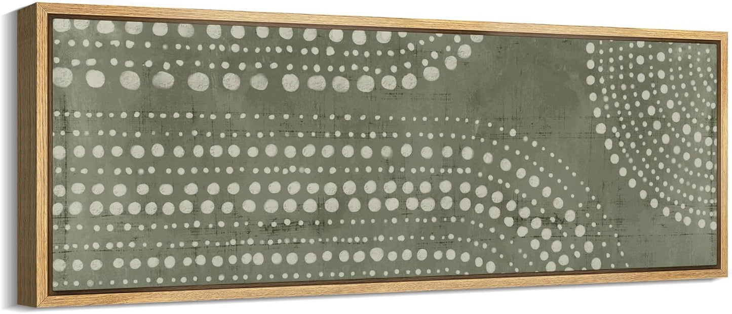 MUDECOR Large Framed Canvas Print Wall Art Abstract Dot Matrix Canvas Art in Olive Tones Antique Retro Fine Art Illustrations Decorative Colorful for Bedroom - 60"x20"