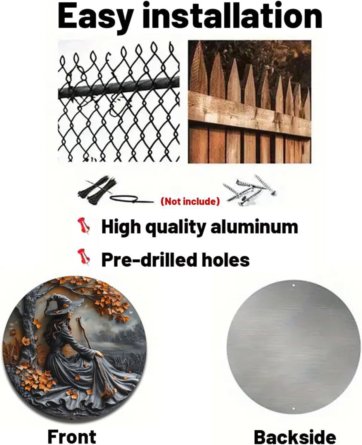 Fanyil/Olygee/Sherum/Shirem/Pubyfun/Glosrity/Libilin/Graddi/Solymody/Gowebs/Goredny/Vianys Witching Hour, Door Way Hanging Decor Halloween, 2D Wooden Round Witches Sign (A+B+C, ‎7.87")