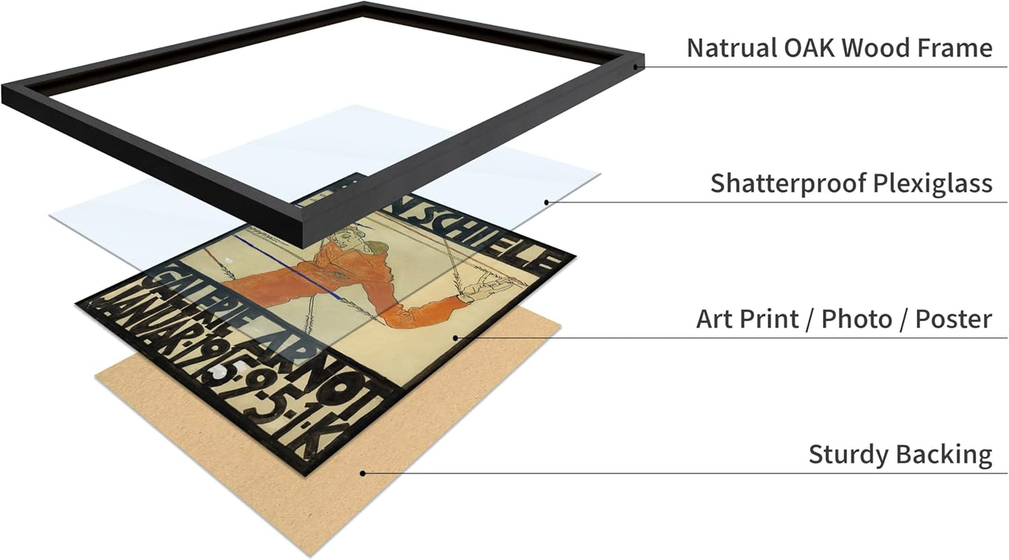 Poster Master Vintage Painting Poster - Retro Expressionism Print - Self Portrait as the Martyred St Sebastian - Gift for Artist, Friend - Wall Decor for Home, Office, 16x20 Black Framed