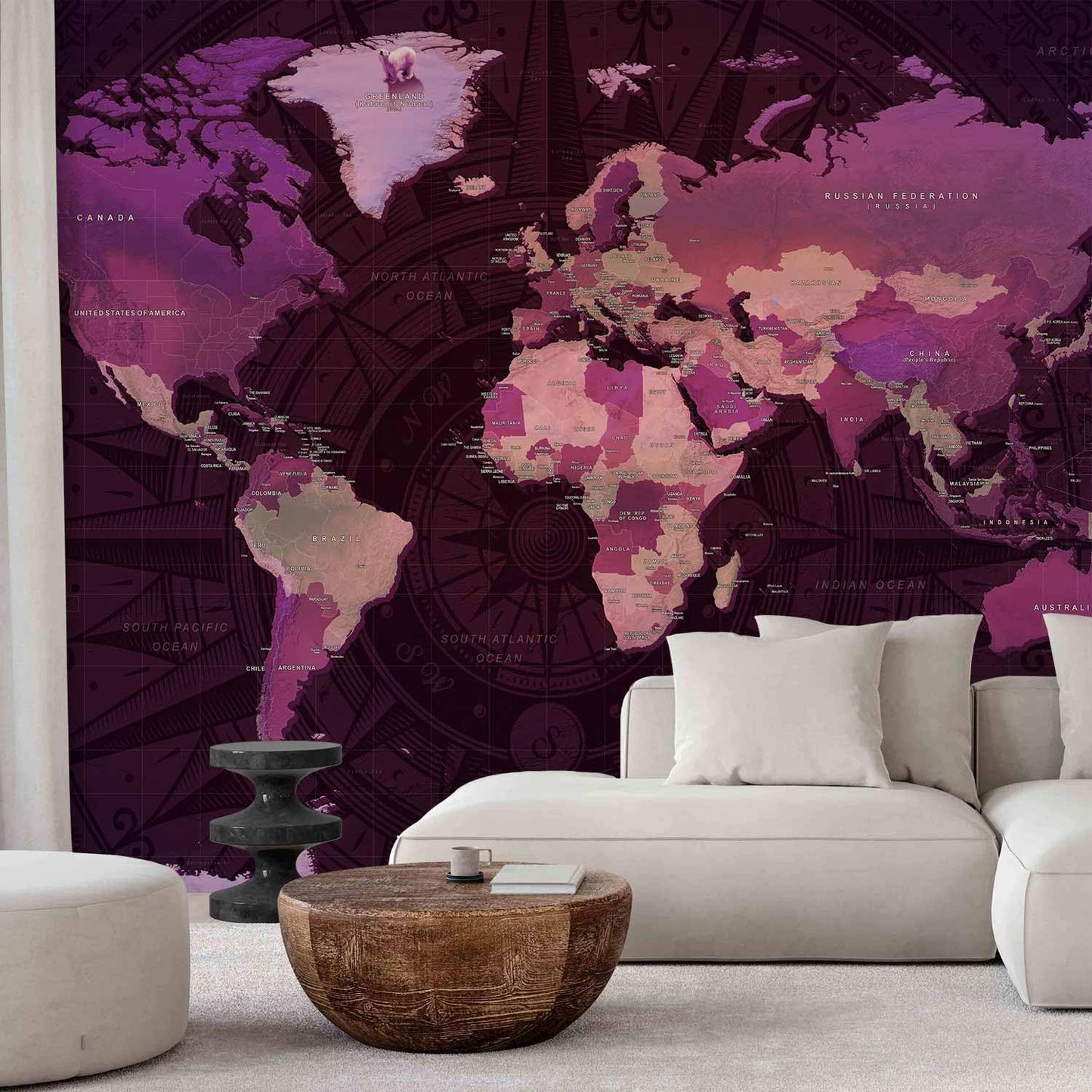 artgeist Wall Mural World Map 116x83 in - XXL Peel and Stick Self-Adhesive Wallpaper Removable Large Sticker Foil Wall Decor Print Picture Image Design Map of The World k-A-0273-a-a