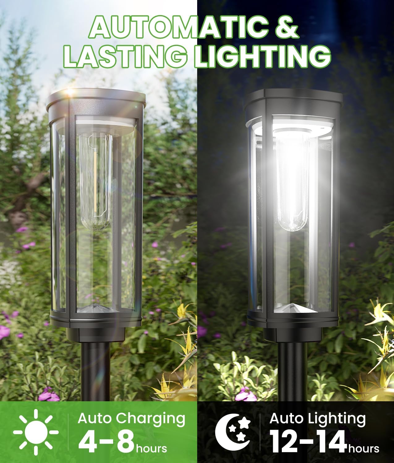 Bright Solar Pathway Lights, 4 Pack Solar Lights Outdoor Waterproof IP65, Long Lasting Outdoor Light for Yard Garden Walkway Landscape Lawn Patio