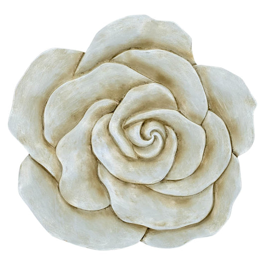 NAT & Jules Rose Flower Shaped Dimensional Indoor Outdoor 12 inch Cast Resin Decorative Garden Stepping Stone, Patio, Walkway Sculpture Yard Art, Stone Grey