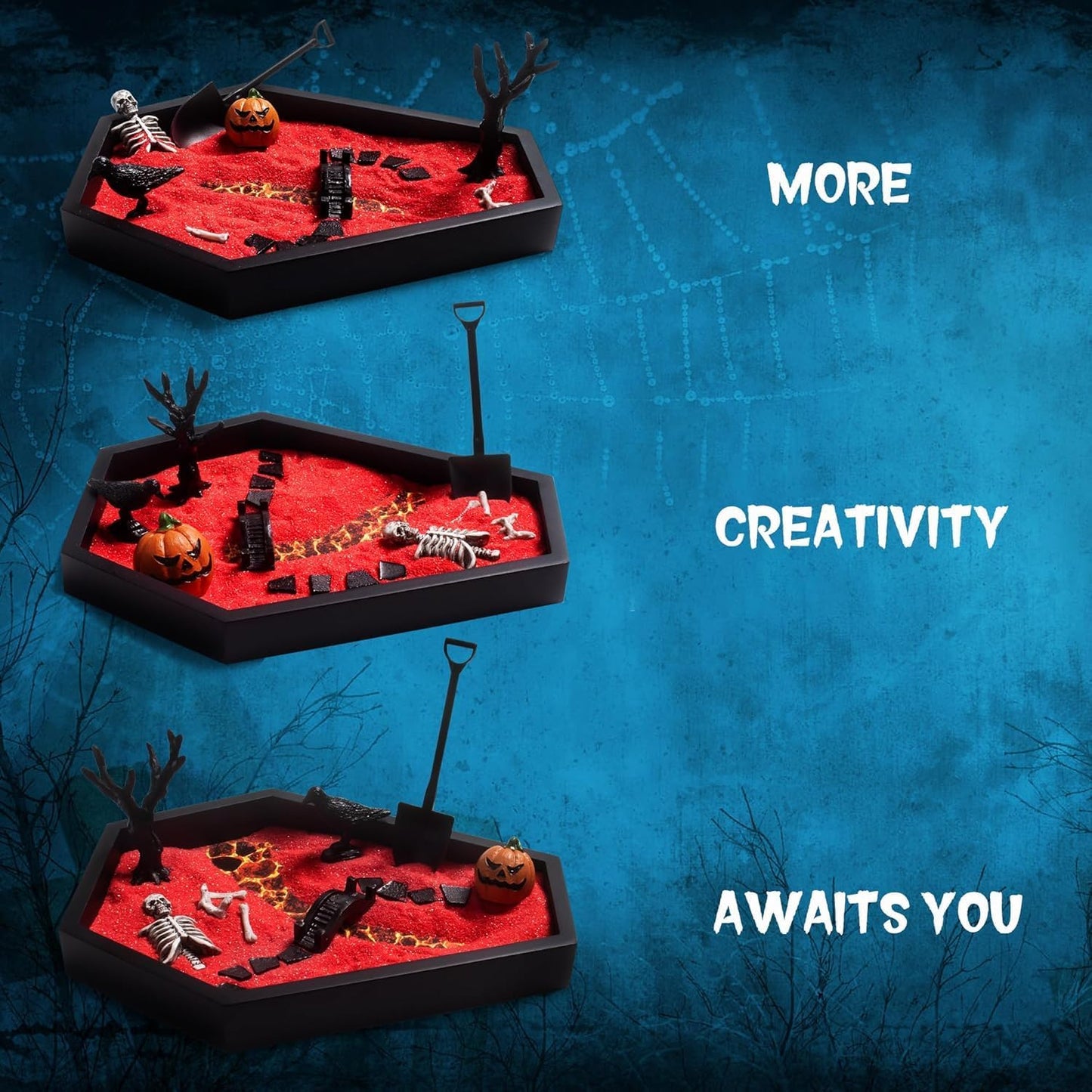 Coffin Zen Garden for Desk 7" x 9" Mini Zen Garden Kit Accessories for Office Coffin Spooky Decor Tray Gifts Gothic Decor Gift for Man Women