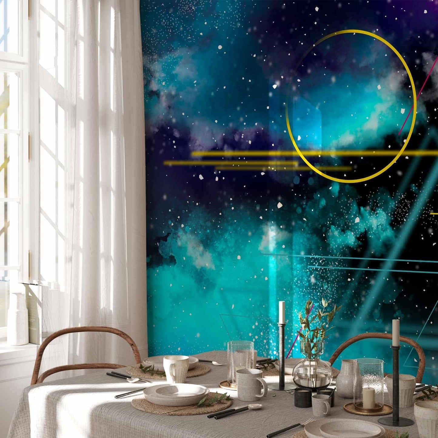 artgeist Wall Mural Galaxy 116x83 in - Peel and Stick Self-Adhesive Wallpaper Removable Large Sticker Foil Wall Decor Print Design Mural Cosmos Galaxy Cosmonaut Astronaut a-A-10328-a-a