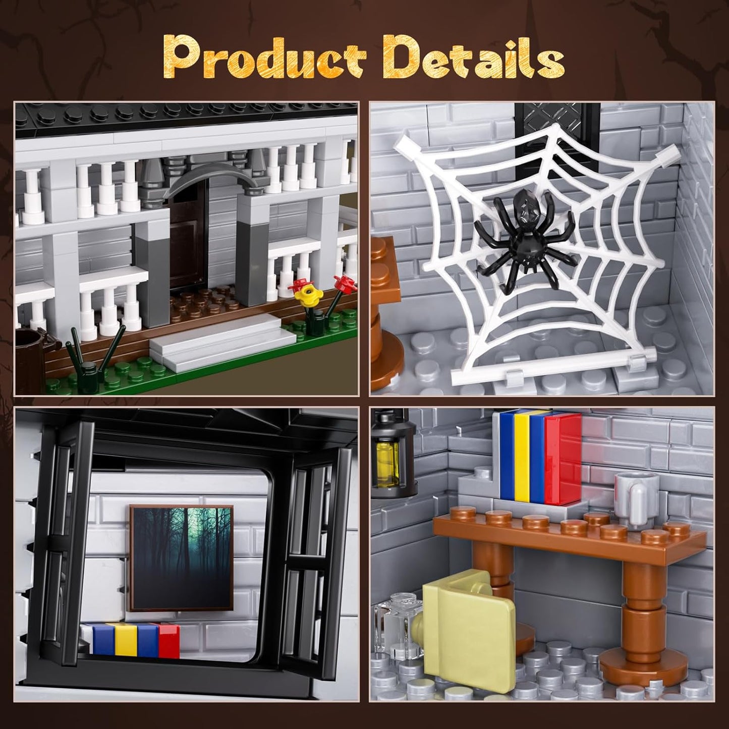 Monster House Building Block Set, Horror Haunted House Film Creative Toys Set with Light Compatible with Lego, Gift Decoration for Fans 12+ Boys Girls Adult in Halloween Birthday(750 PCS)