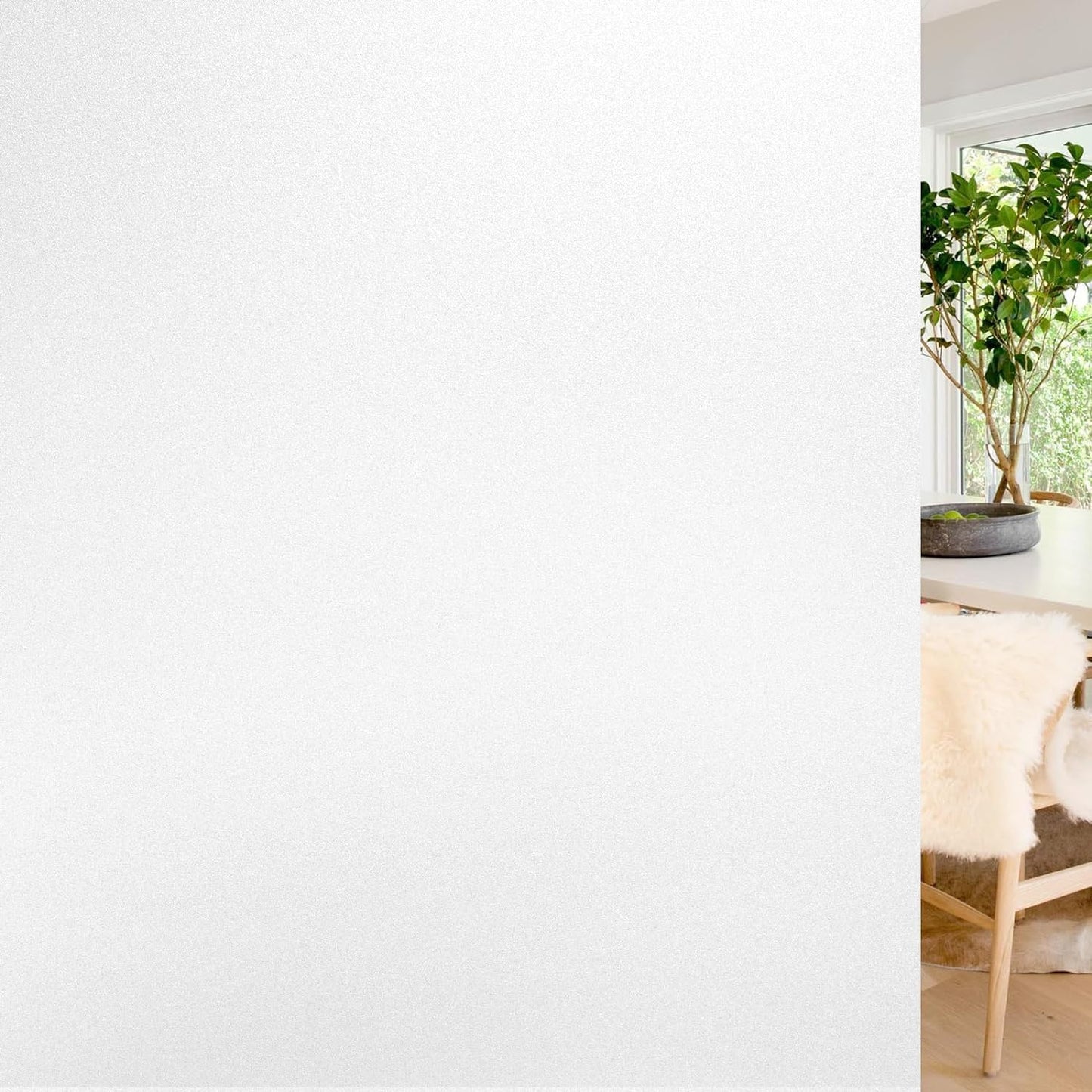 rabbitgoo Window Privacy Film, Non-Adhesive Frosted Glass Window Film for Bathroom, Static Cling Heat Blocking Stickers for Home Indoor Opaque Frosting Coverings House Tint, Matte White 11.8" x 118.1"
