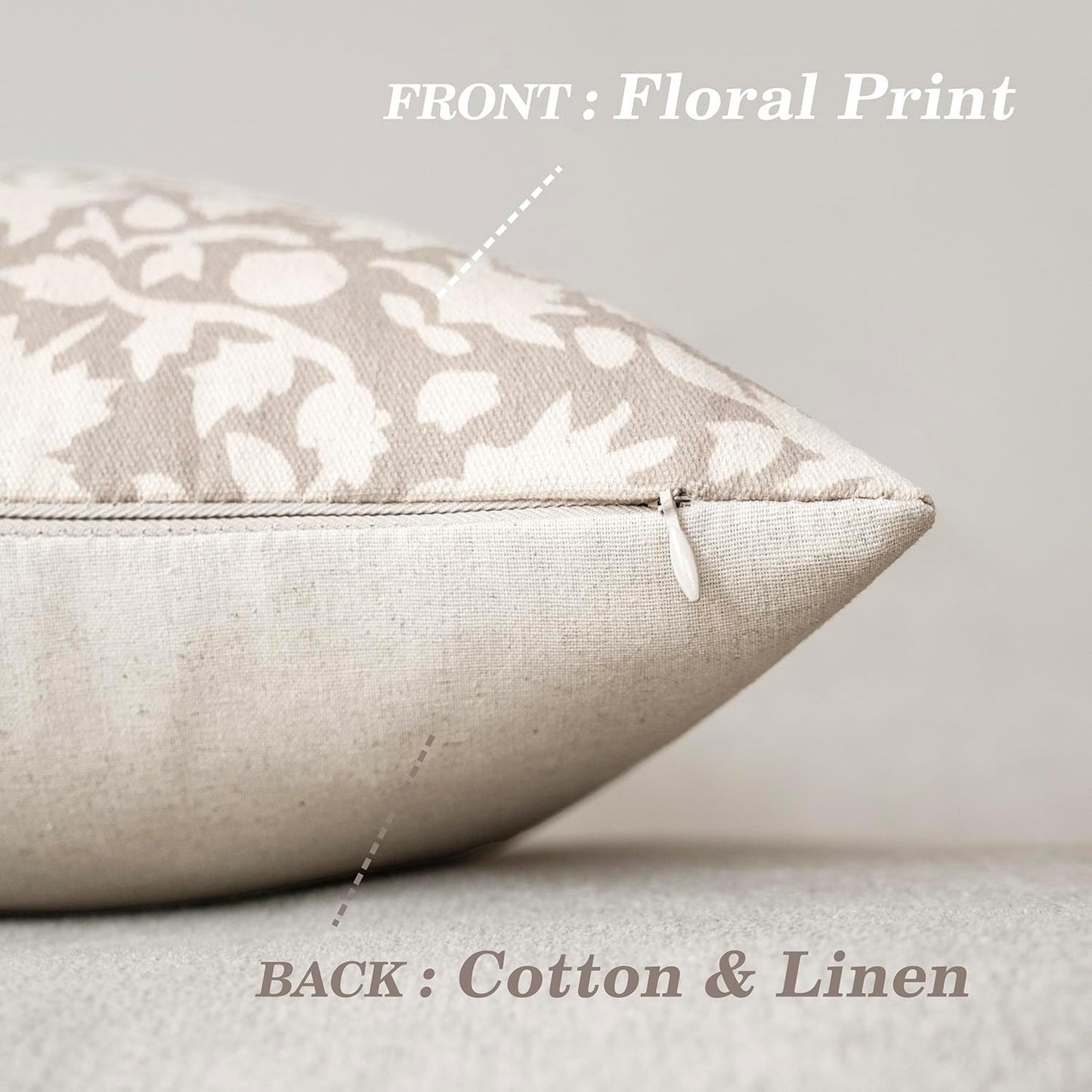 Foindtower Set of 2 Decorative Neutral Floral Throw Pillow Covers Accent Farmhouse Cushion Covers Boho Lumbar Pillowcase for Couch Sofa Bedroom Living Room Home Decor Outdoor,12×20 Inch,Ivory Beige
