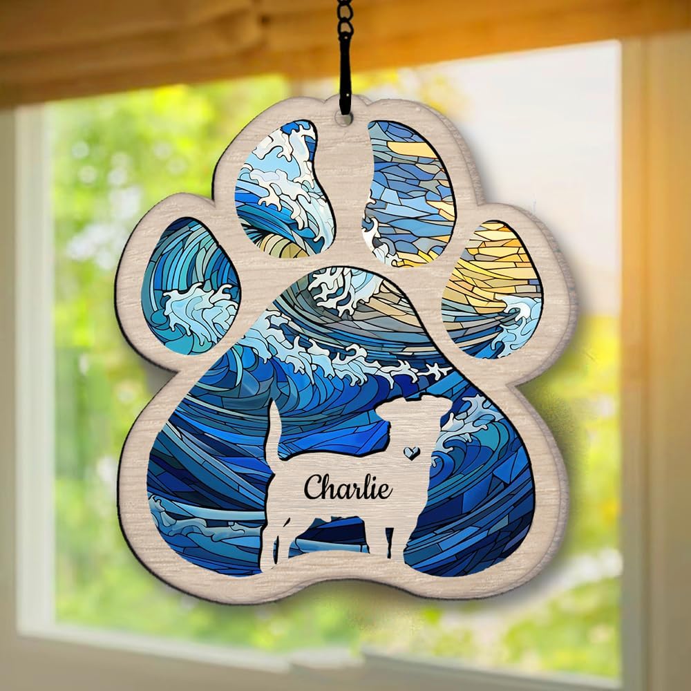 IZI POD Personalized Neapolitan Mastiff Suncatcher Dog Memorial Gifts, Custom Neapolitan Mastiff Ornament Christmas Tree, Pet Remembrance Gift, Loss of Dog Sympathy Gift, Pet Loss Suncatcher