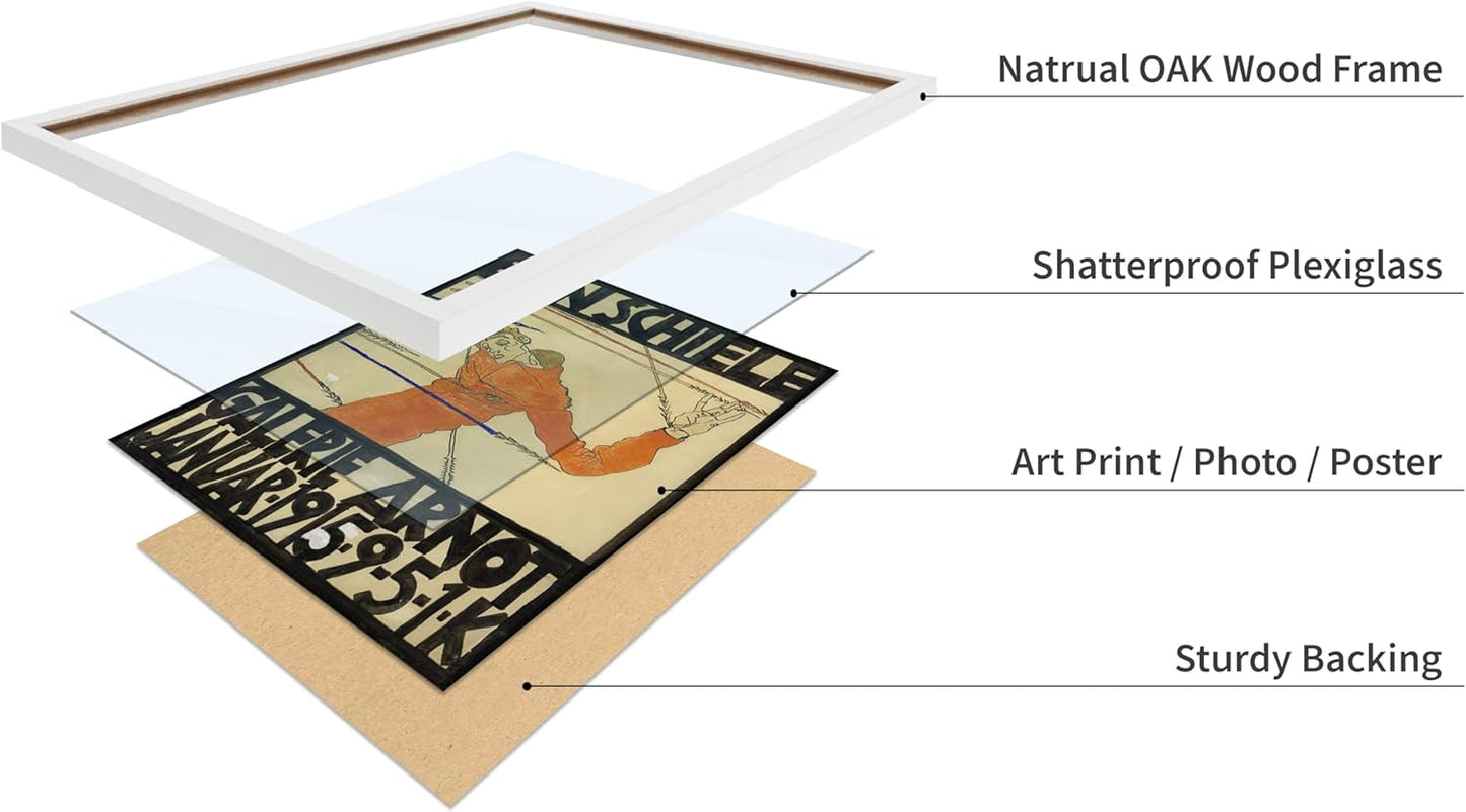 Poster Master Vintage Painting Poster - Retro Expressionism Print - Self Portrait as the Martyred St Sebastian - Gift for Artist, Friend - Wall Decor for Home, Office, 8x10 White Framed