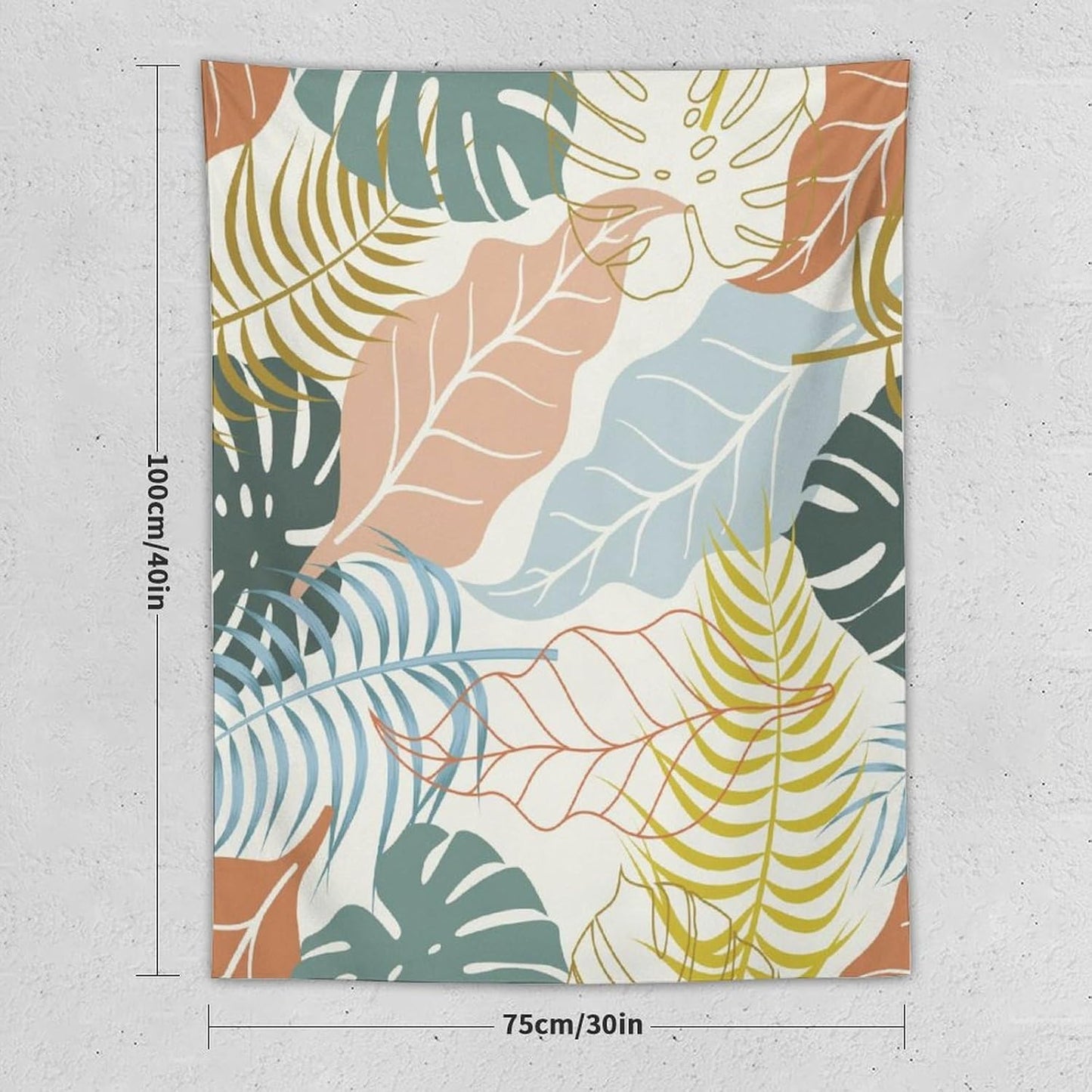 ICMOLYYENLO Boho Green Leaves Tapestry, Mid Century Abstract Tropical Palm Leaves Modern Minimalist Geometric Wall Hanging, Neutral Home Decor Art for Living Room Bedroom Dorm 30x40 Inch