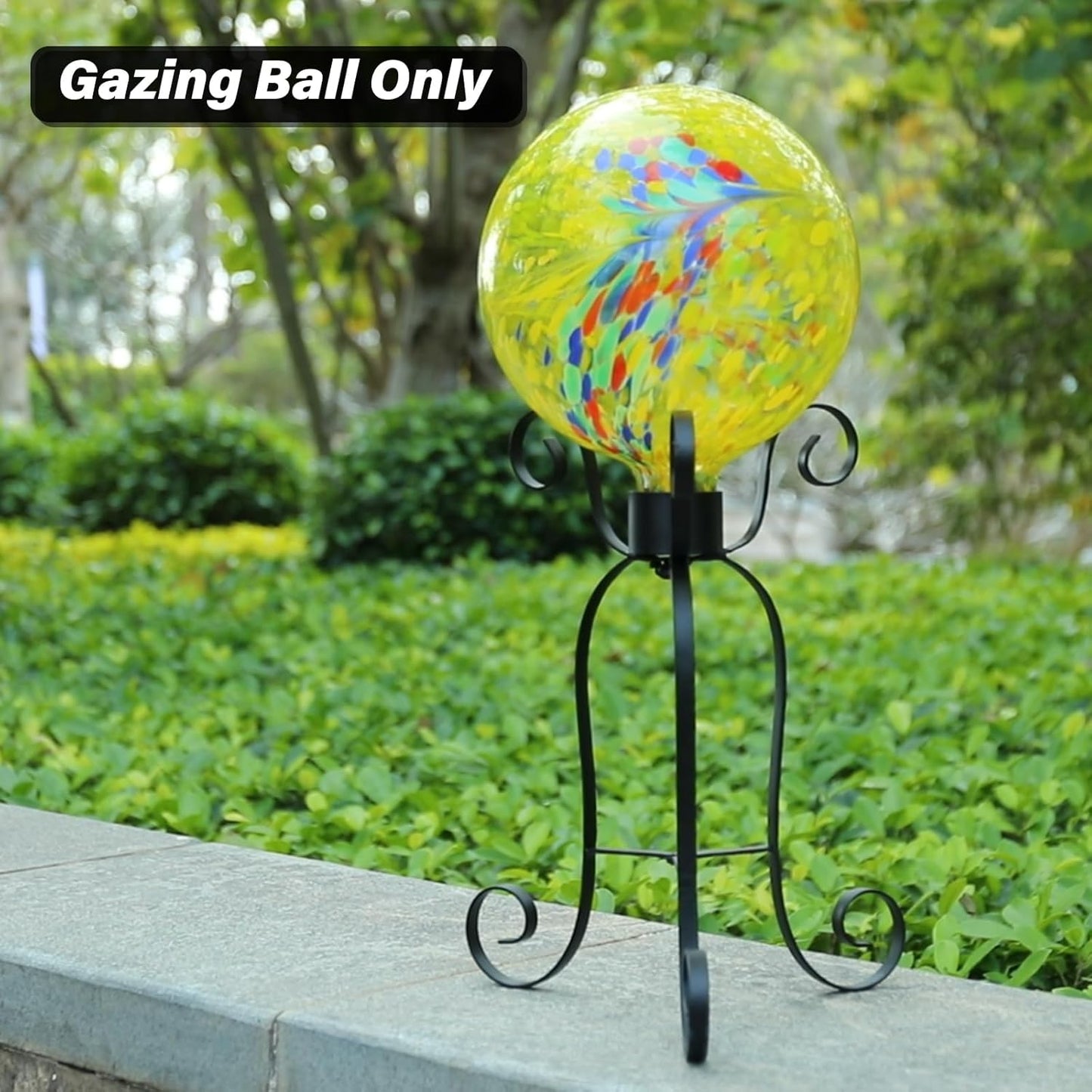 10 Inch Gazing Ball Glass Reflective Garden Globe Outdoor Gazing Globe Yard Ornament for Garden Yard Home Outdoor Decoration Yellow（NOT Solar