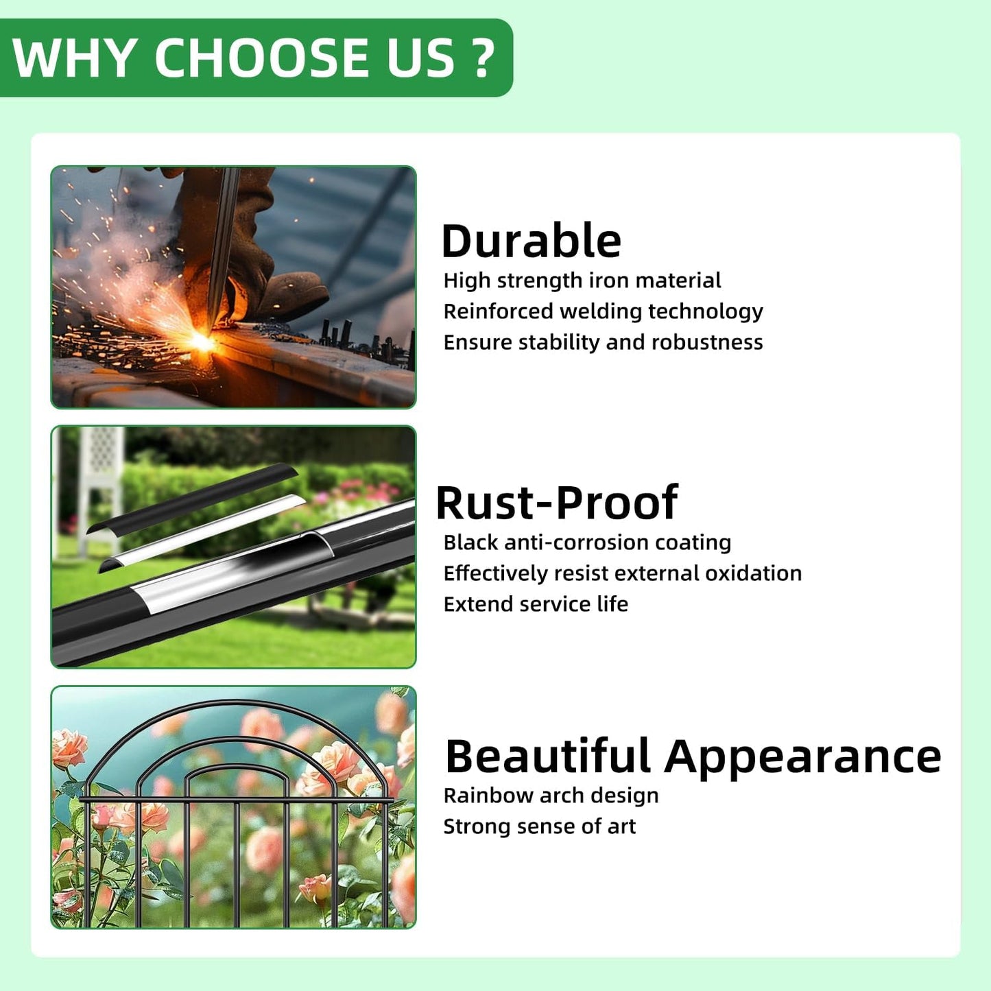 Decorative Garden Fence, 17in(H) x19.5ft Rustproof Metal No Dig Fence Animal Barrier Fence for Dog Rabbit, Wire Border Panel Fencing for Yard Patio Outdoor Decor 18 Pack.