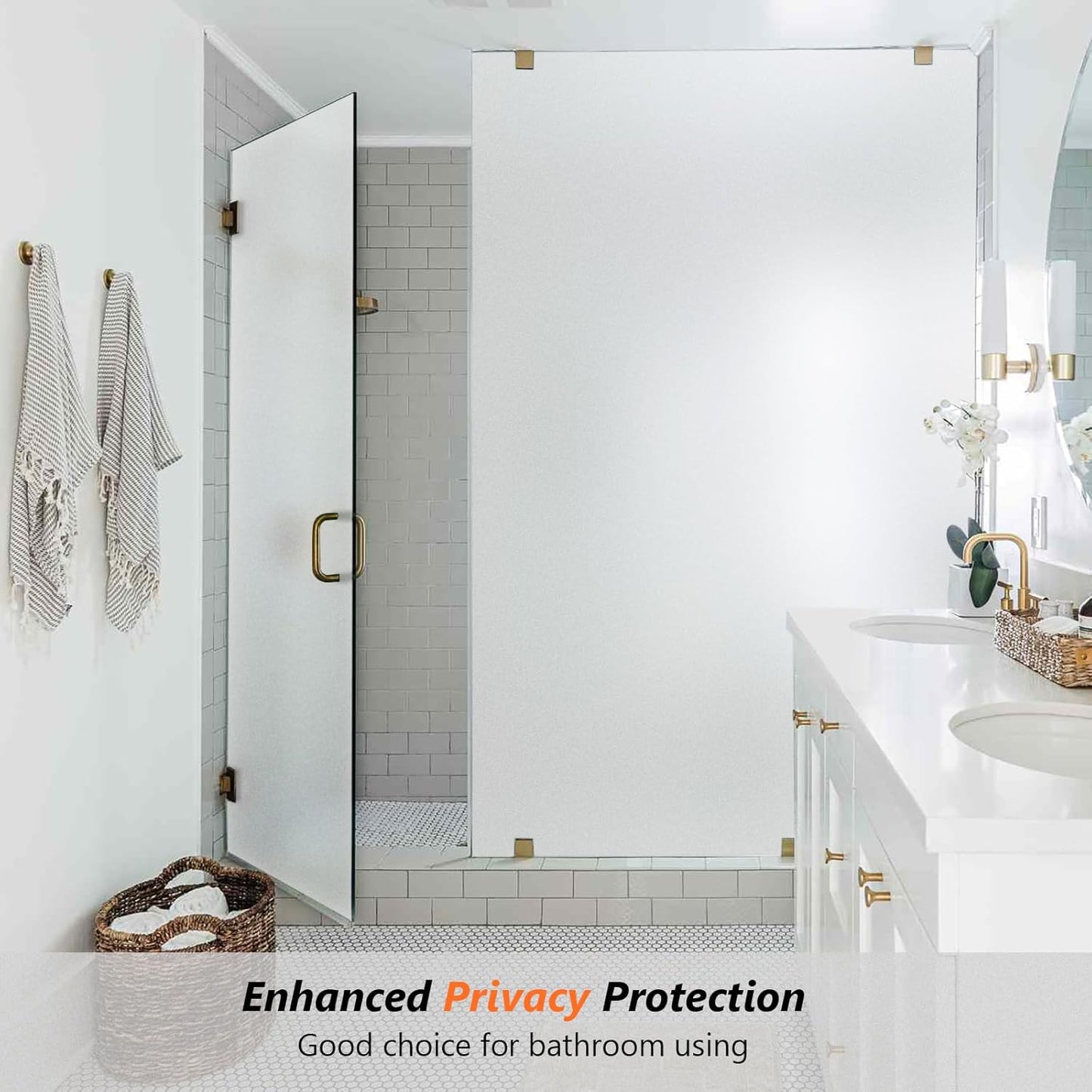 Kromapolis Window Privacy Film Frosted Glass Window Film, Heat Blocking Privacy Film for Glass Windows, Static Cling Non-Adhesive Frosting Window Stickers for Door Home (Frosted, 29.5 x 157.4 inch)