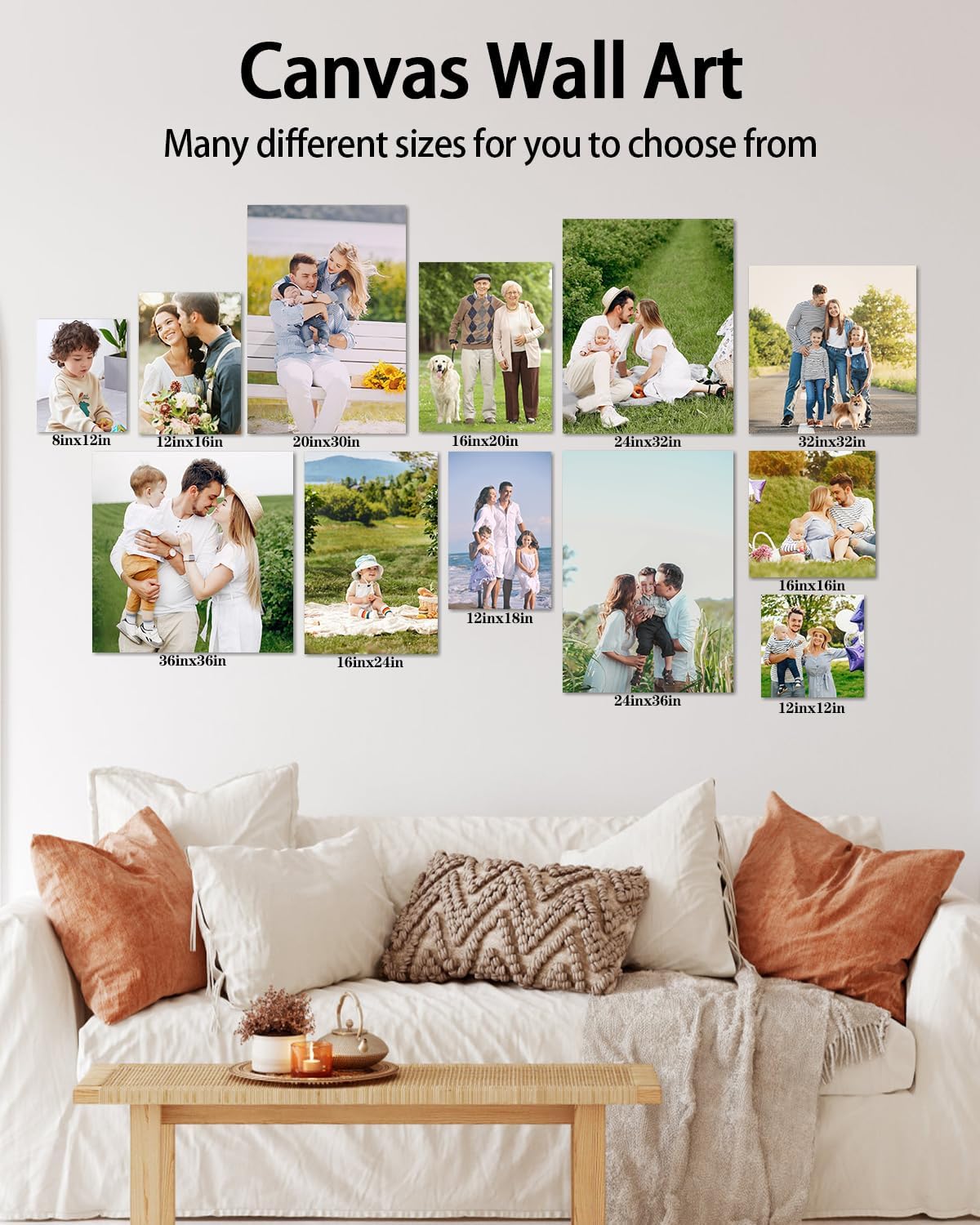 Personalized Custom Canvas Wall Art, Custom Canvas Prints with Your Photos for Living Room, Bedroom, Wedding Pet Baby Family Photo Framed Wall Art, Customized Photo Gift for Family，Friend，Lover，Pet (20L" x 30W")