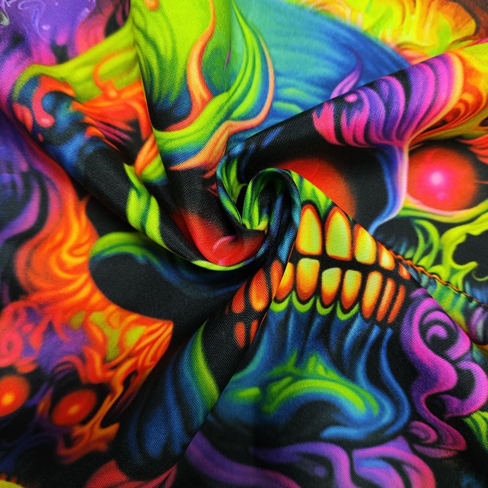Xiaoput Skull Blacklight Tapestry, UV Reactive Skeleton for Bedroom, Halloween Wall Decor, Aesthetic Living Room Dorm 80x60IN
