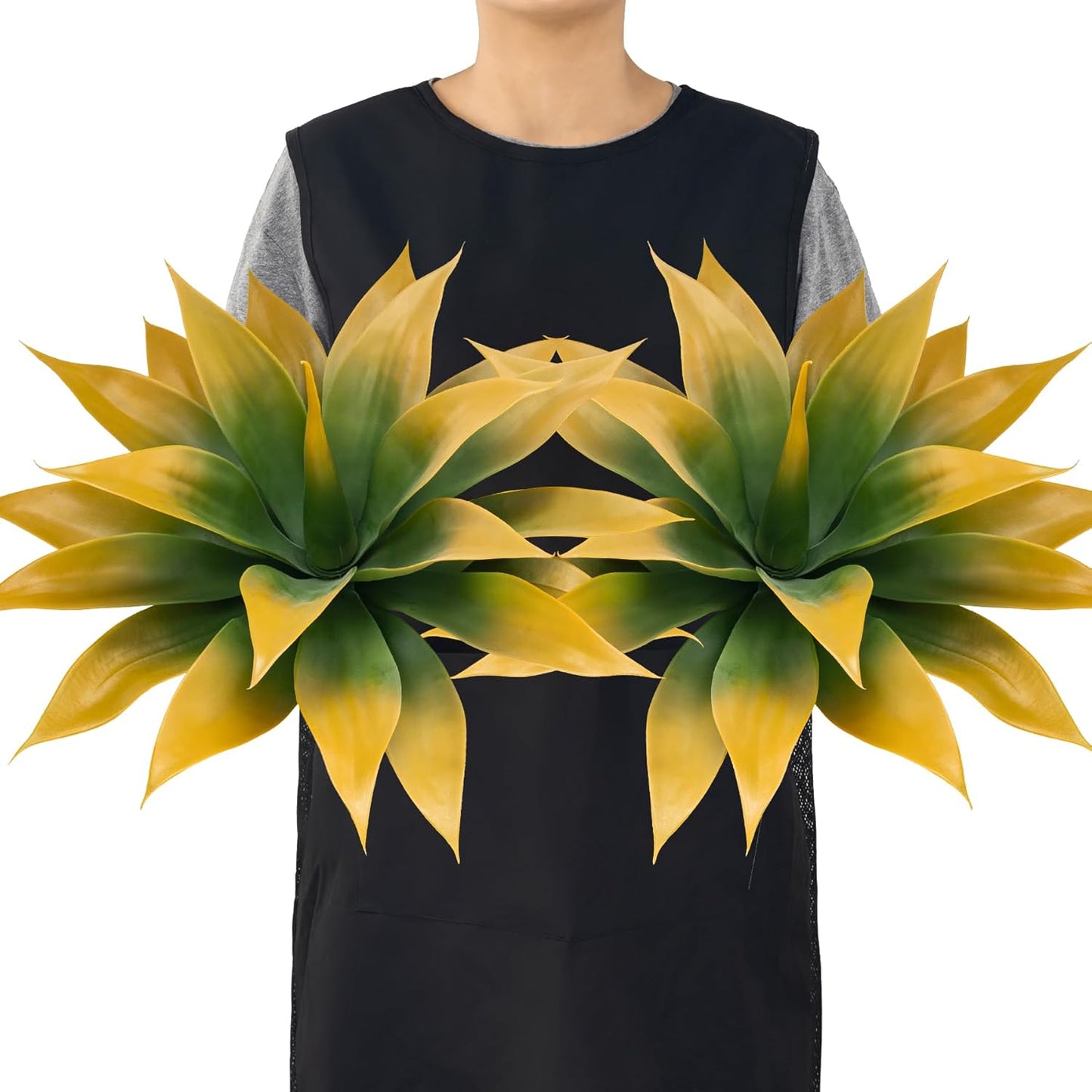 Artificial Agave Plants,Large UV Resistant Fake Agave Planters for Indoor and Outdoor Decorating Tropical Plant Succulents Greenery Indoor Decor (2Pack,18" Yellow)