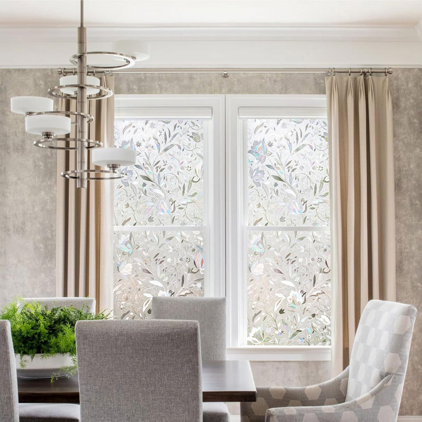 Kromapolis Window Film, Window Privacy Film, Vinyl Glass Covering, Stained Glass Decorative Film, Window Film Privacy Frosted, Static Window Clings, Non-Adhesive, No-Glue (11.8 x 157.4inch)