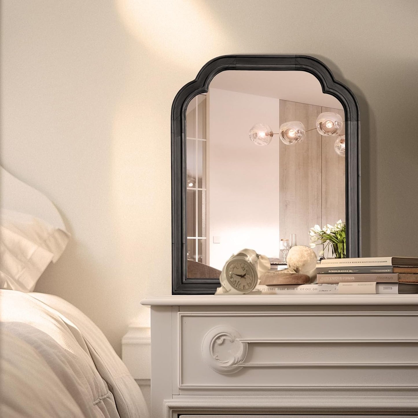 WallBeyond Wood Bathroom Mirrors for Wall Mounted, 16" x 20" Rustic Wood Frame Wall Mirrors Decorative for Living Room or Bedroom Vanity Mirror (Black)