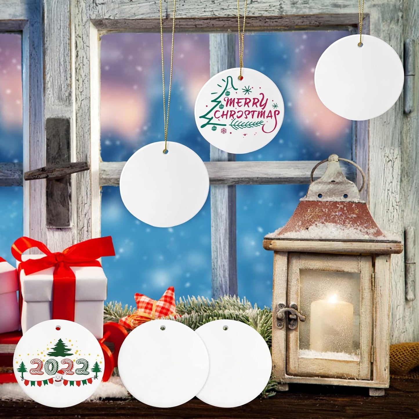 Sublimation Ceramic Ornaments - Bulk Ceramic Discs for Heat Press Printing - White Round Porcelain Personalized Xmas Tree Keepsake Crafts Gift - 48pc