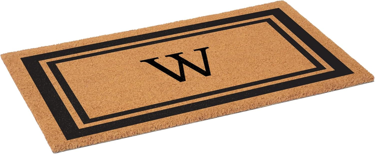 Calloway Mills 152961830W Black Border 18" x 30" Monogram Doormat, (Letter W)