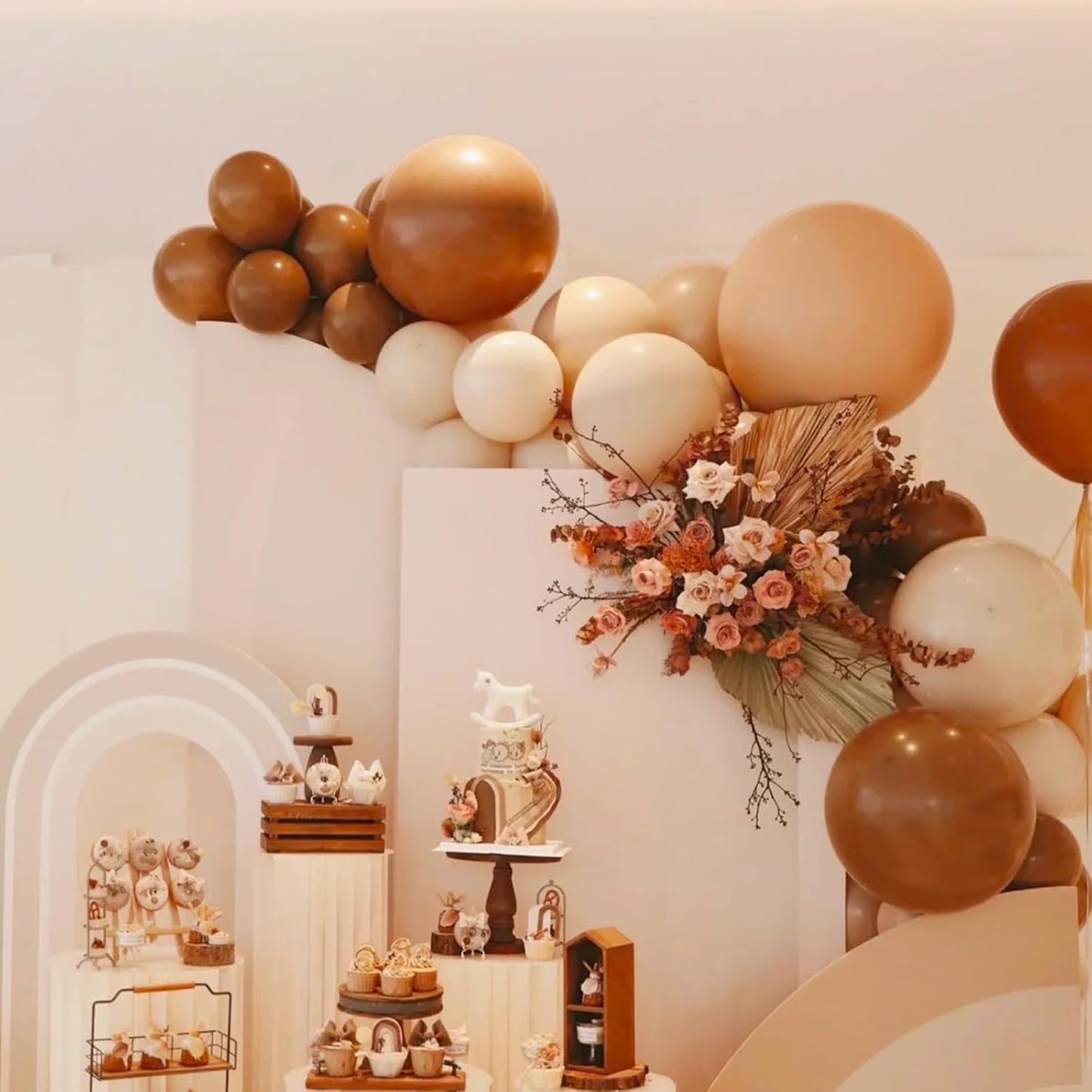 130pcs Coffee Brown Balloons Different Sizes 18" 12" 10" 5" Tan Latex Balloon Garland Arch Kit for Birthday Baby Shower Graduation Wedding Gender Reveal Anniversary Party Decorations