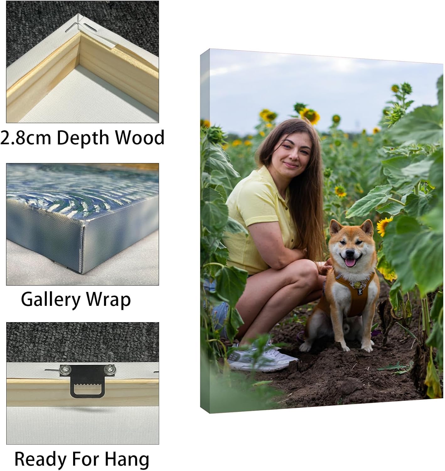 Custom Canvas Prints with Your Photos (20x20, Framed Canvas) Custom Framed Wall Art Personalized Canvas Pictures for Pet/Family Gifts for Mom/Men/Women