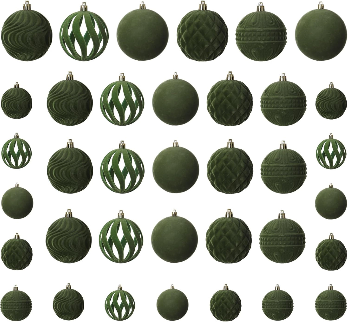 36pcs Velvet Ornaments for Christmas Trees, Flocked Christmas Balls Sets Assortment for Xmas Tree Holiday Decor