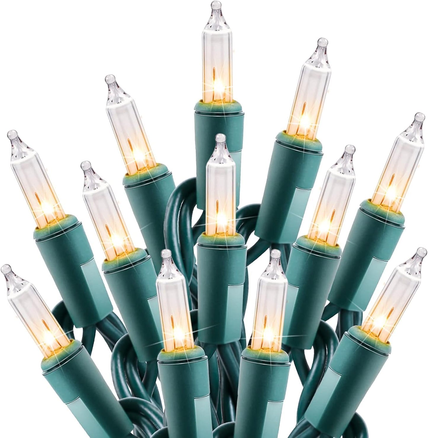 Brightown Clear Christmas String Lights, 100-Count 25ft Incandescent Bulb Mini Lights for Indoor Holiday Decor, Christmas Tree Garland Wedding Party Multi-Use Festival Decoration, Green Wire