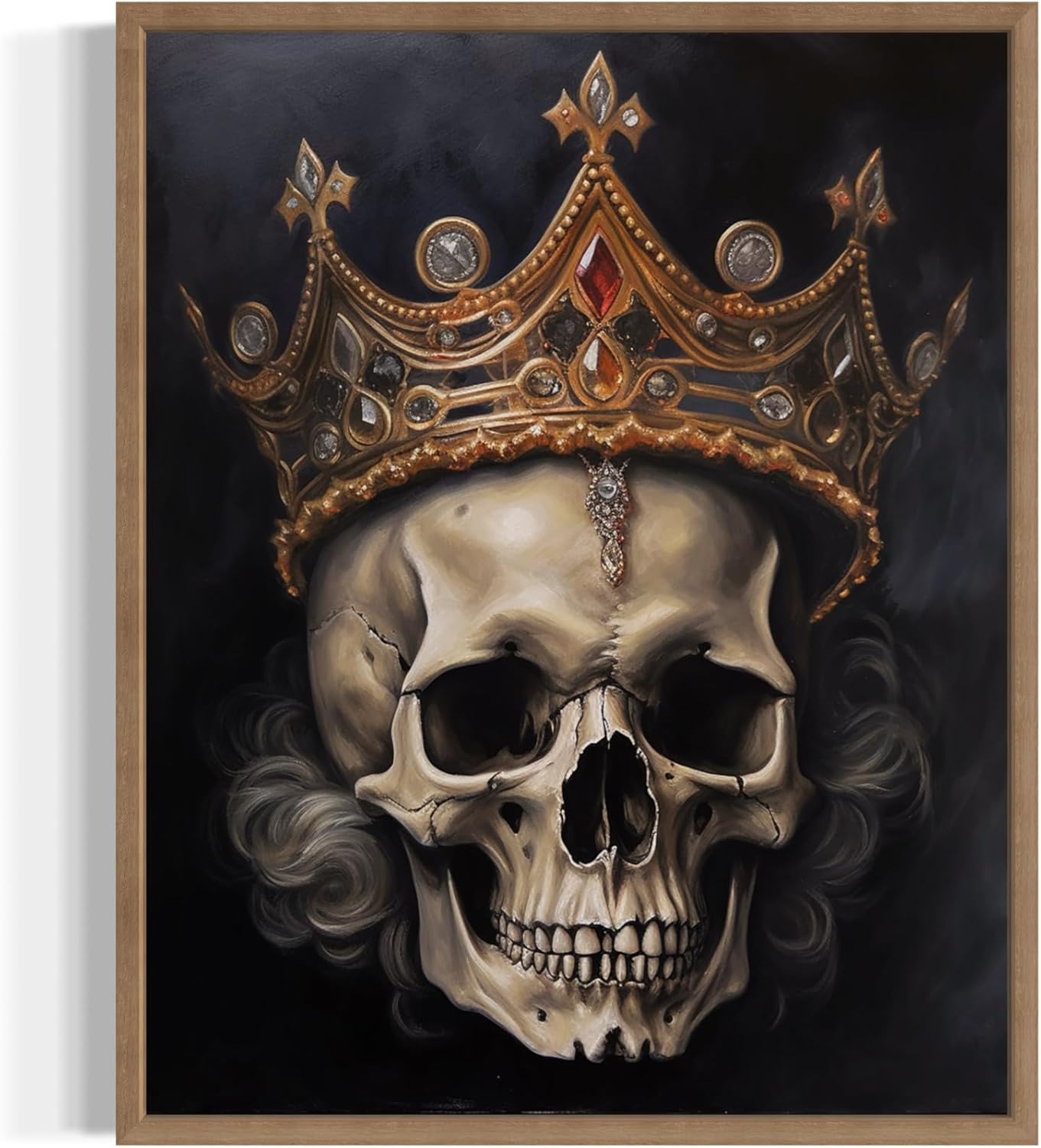 Skull Queen Poster Art Print, Halloween Scary Vintage Wall Art Academia Spooky Painting Decoration for Horror Prints, Gothic Posters Bedroom Decor 89 (Skull Queen, 11 x 14 inches, Wood Frame)