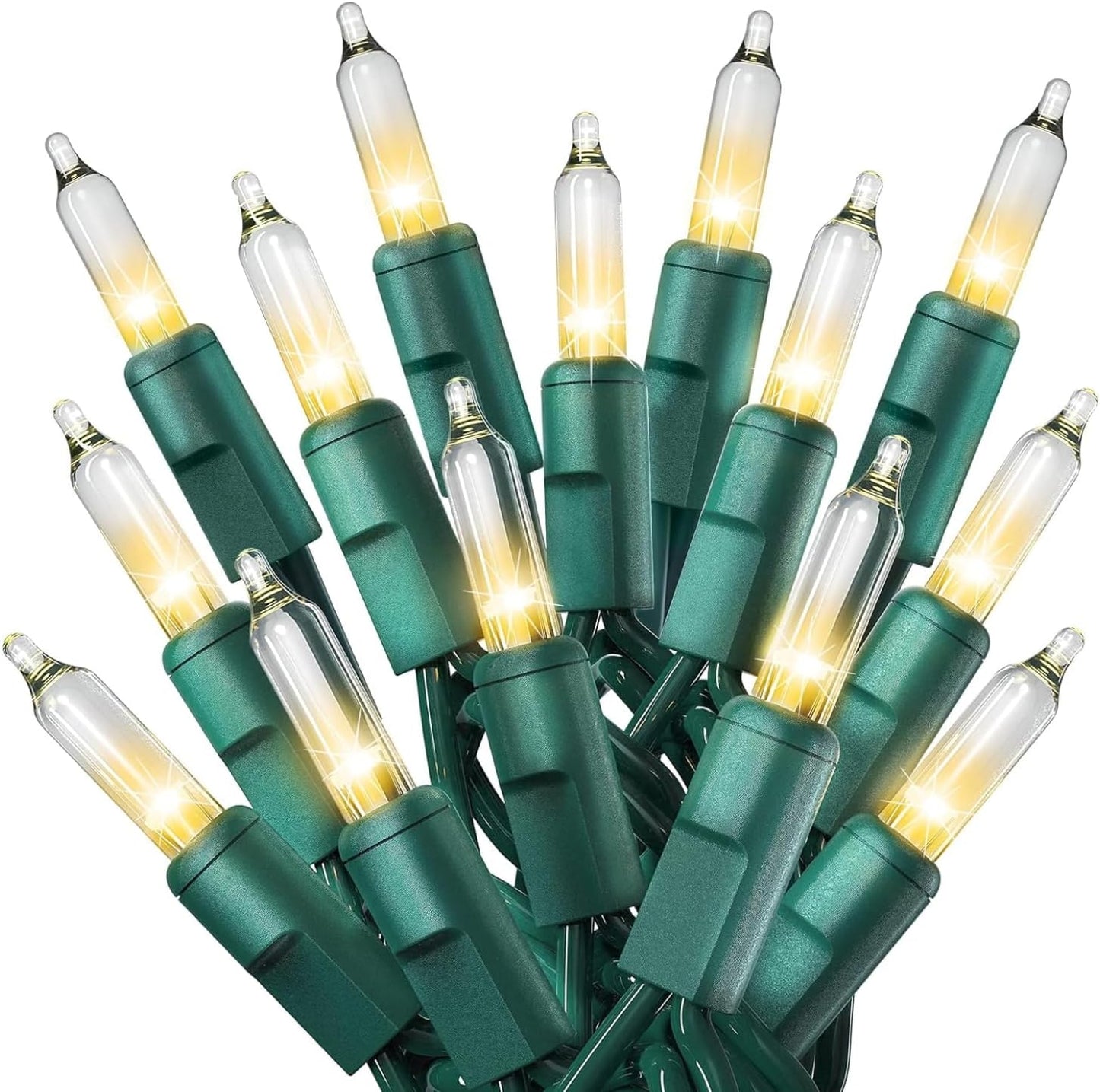 PREXTEX 100 Count Clear Christmas Lights - 20 ft Ultra Bright String Lights with Green Wire for Indoor and Outdoor Use, Christmas Trees, Holidays, Patios and Garden